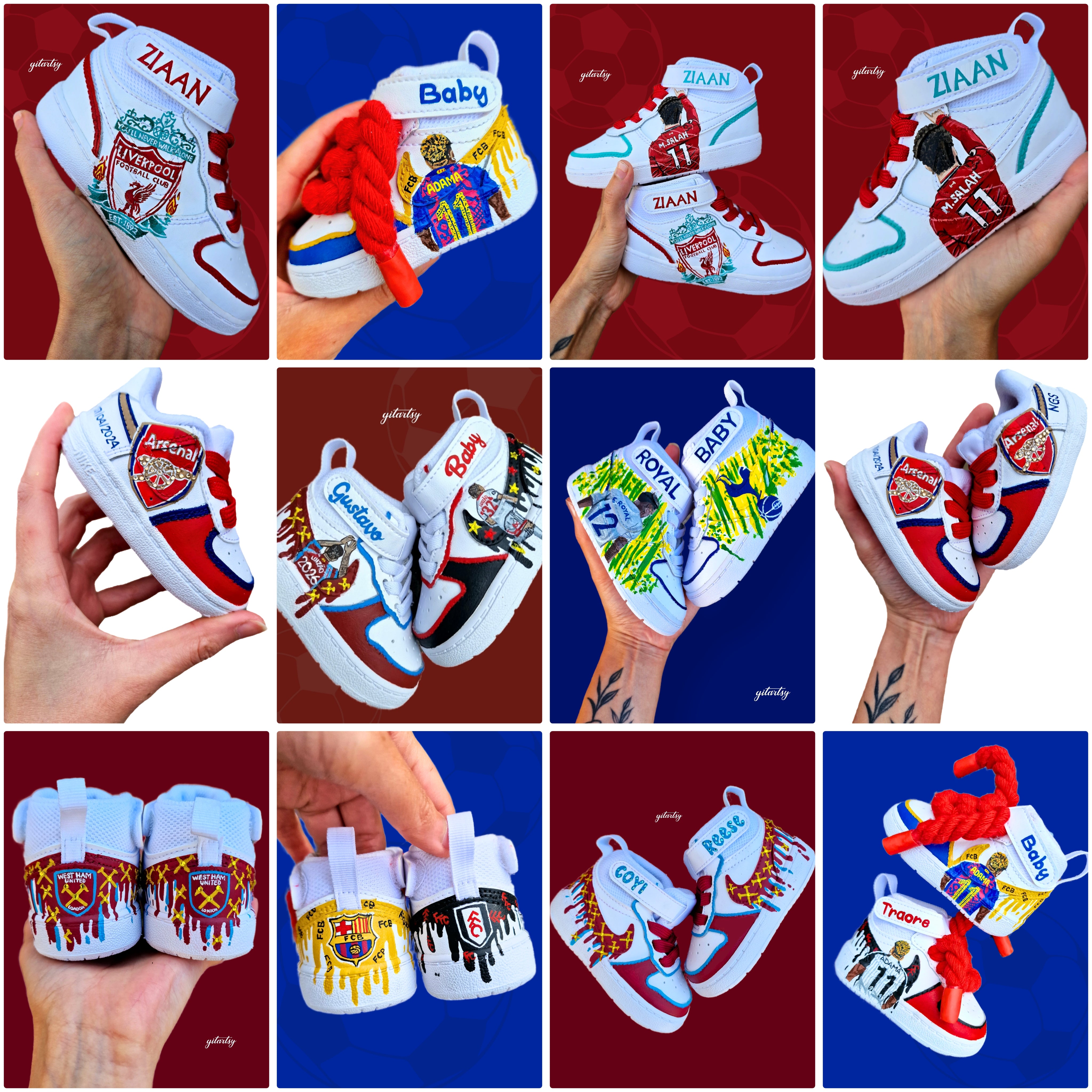 hand painted custom sneakers - kids themed art by gitartsy