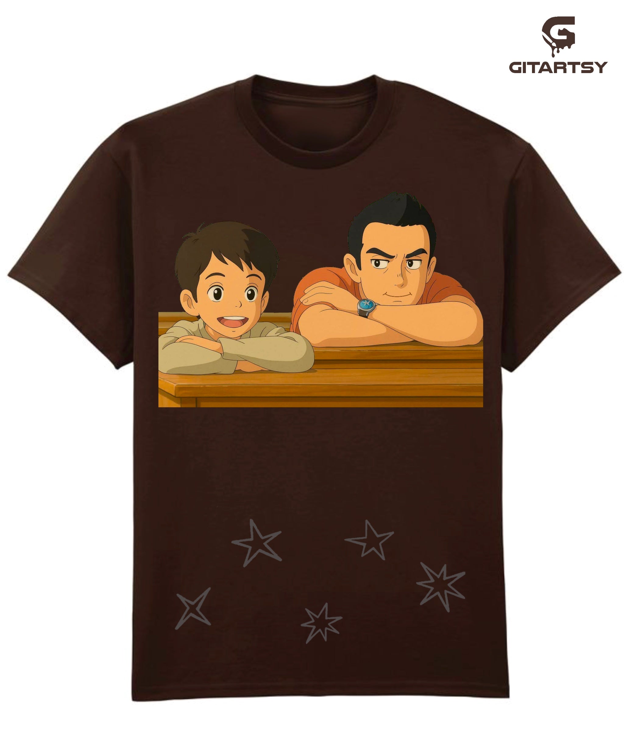 Bollywood Ghibli Art Taare Zameen Par T-Shirt – Heartfelt Aamir Khan Hindi Movie Scene - brown tee