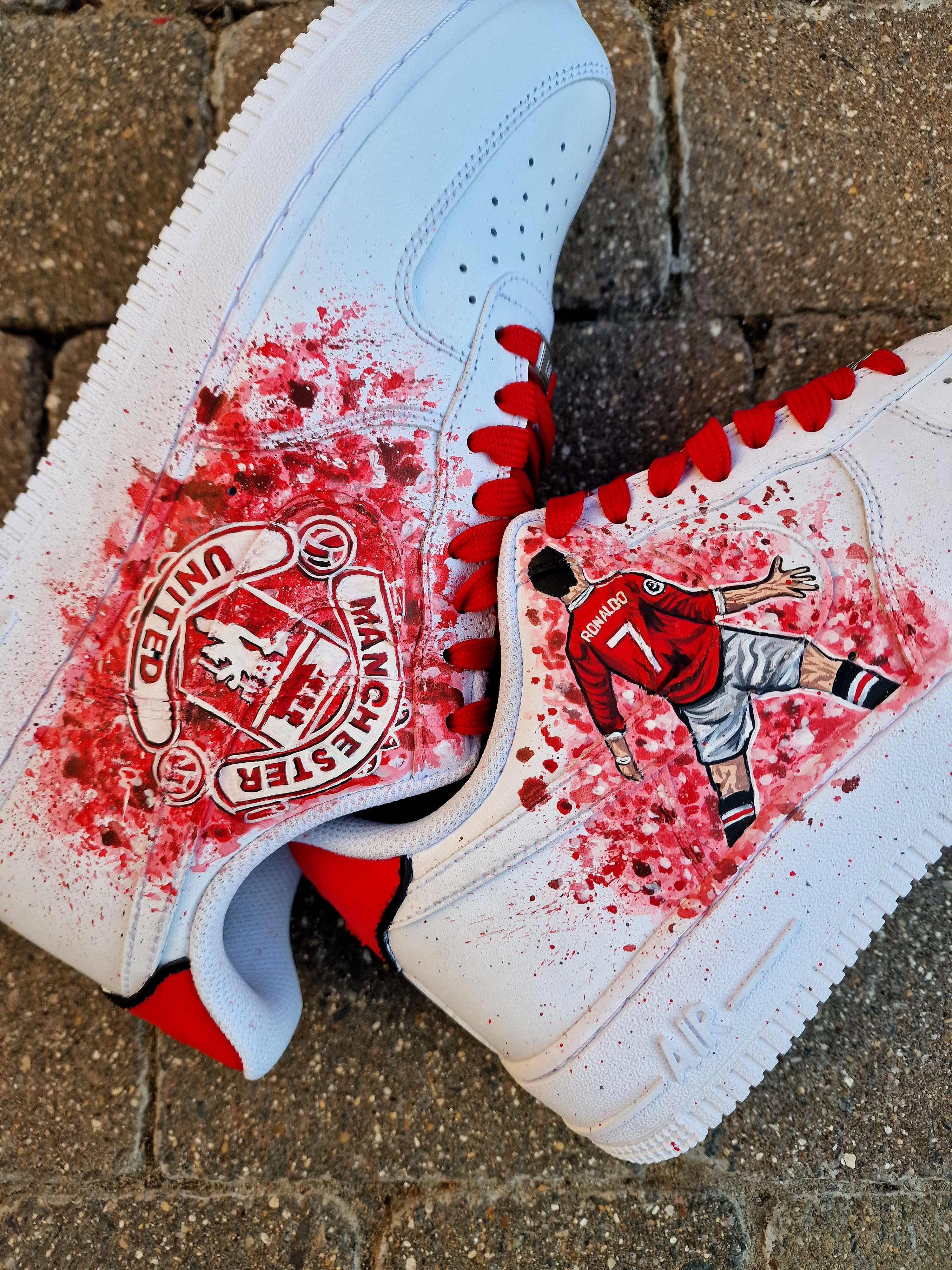 Personalised Nike Air Force 1 sneakers with Ronaldo and Man Utd artwork