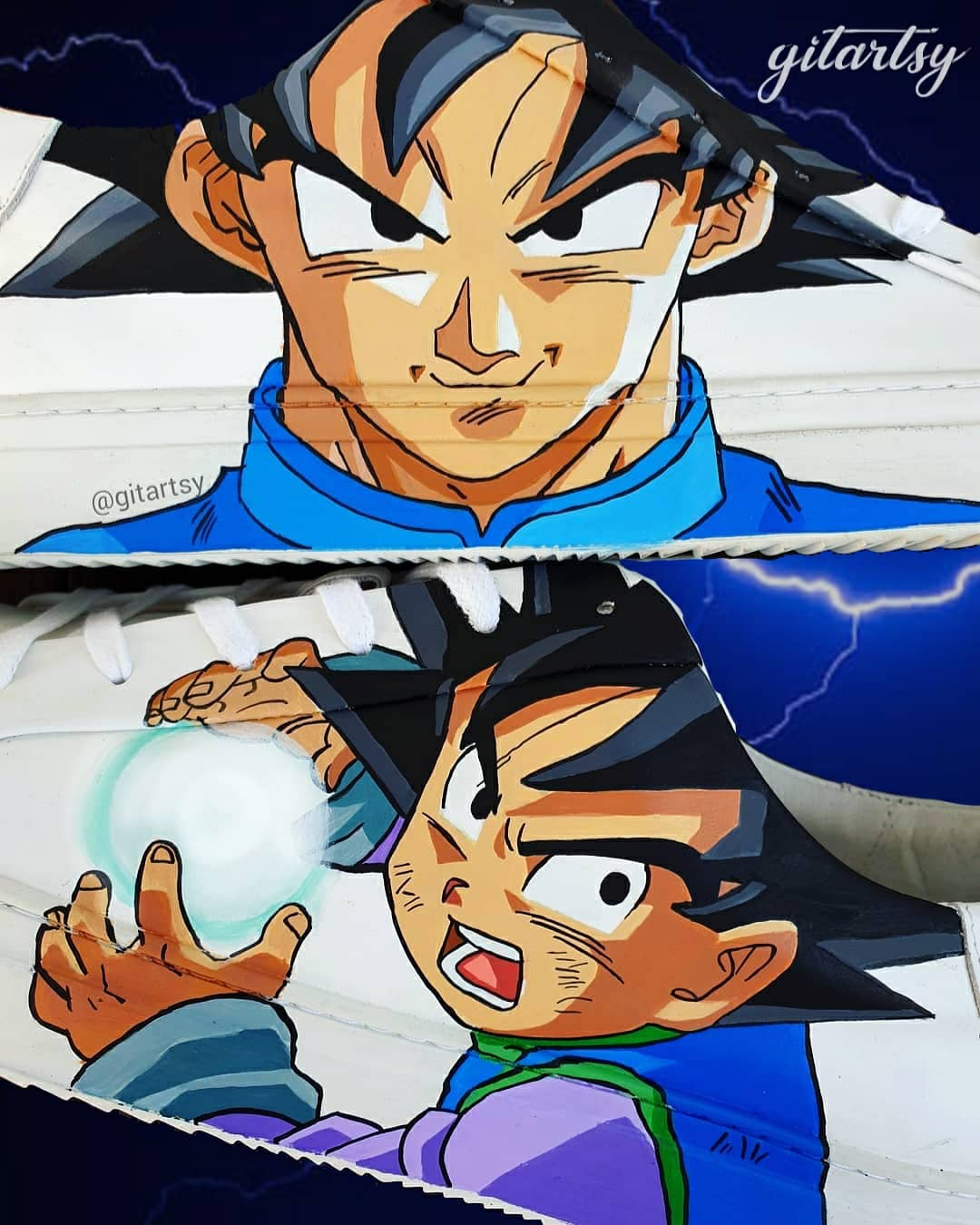 Custom Firetrap sneakers with Super Saiyan Goku from Dragon Ball Z