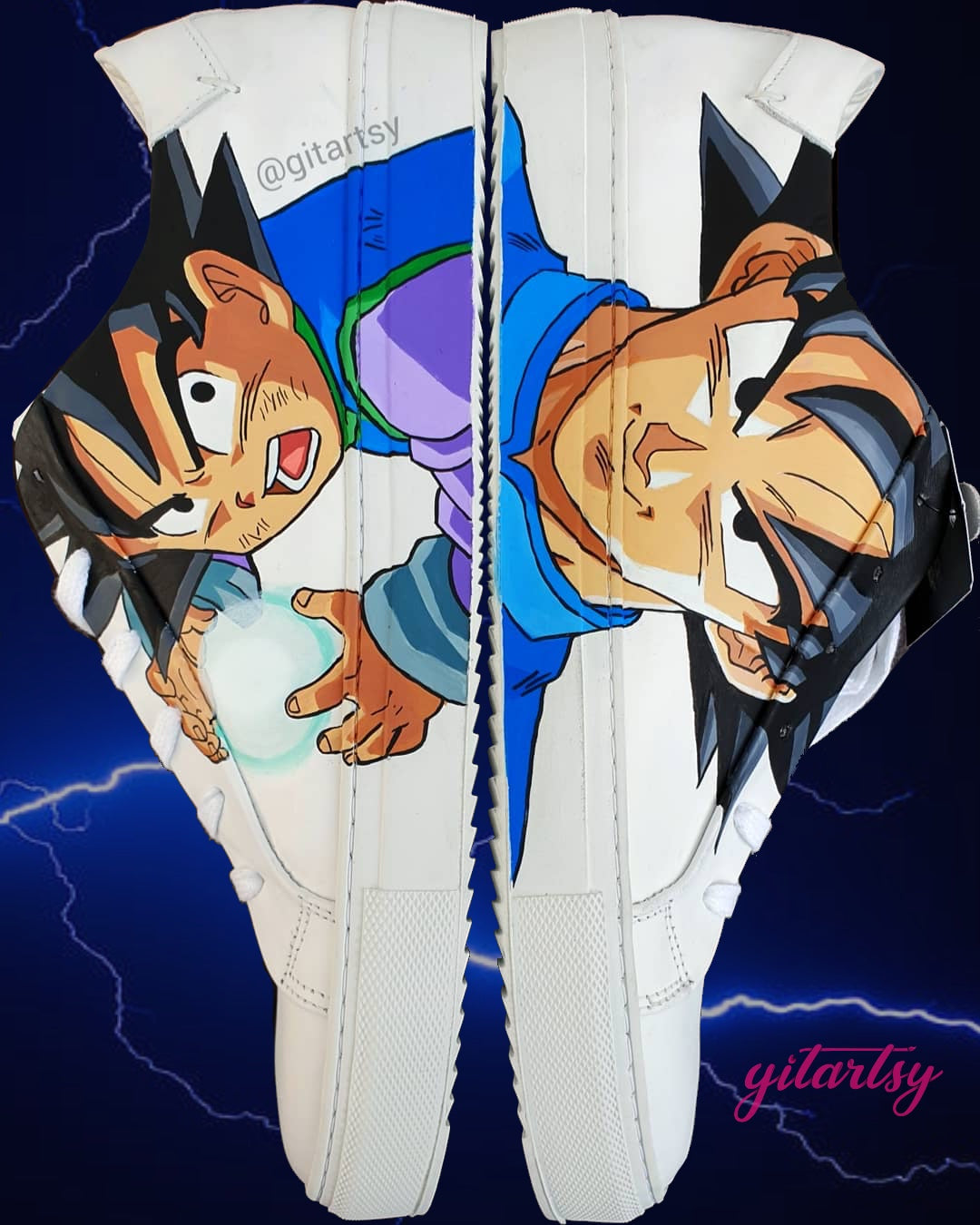 Hand-painted Goku artwork on Dragon Ball Z Firetrap sneakers