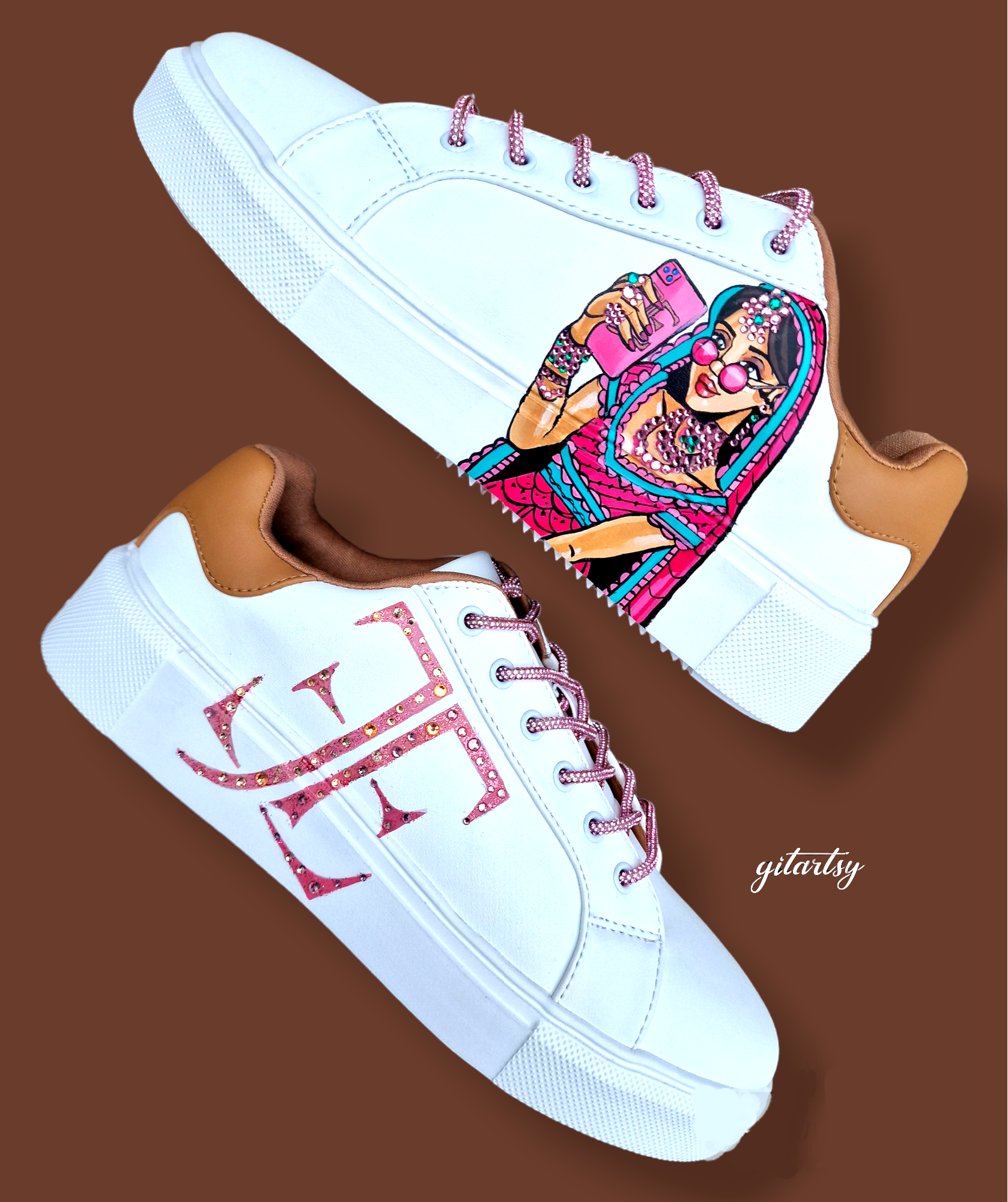 Jeet's Accessories brand -  custom hand painted sneakers for businesses and brands  - unique branding shoes
