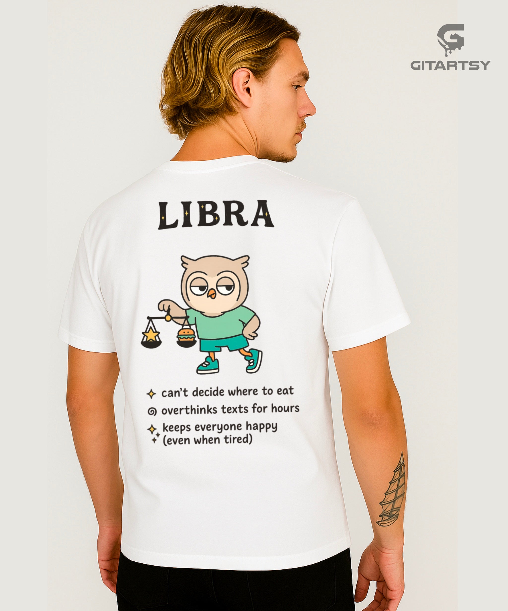 Libra Zodiac T-Shirt – Funny Astrology Tee for Indecisive Overthinkers (Unisex) back