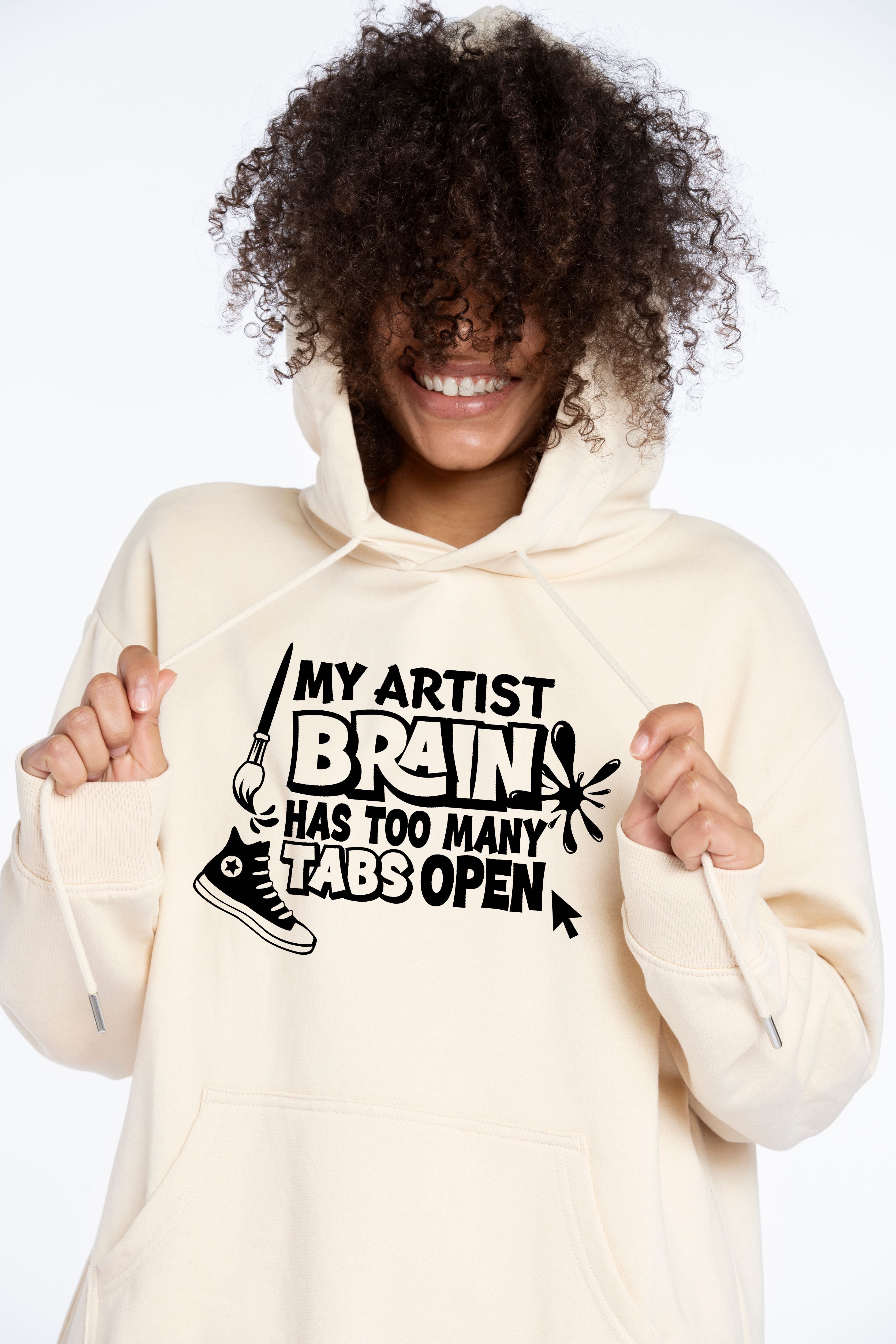 Creative "My Artist Brain Has Too Many Tabs Open" hoodie design
