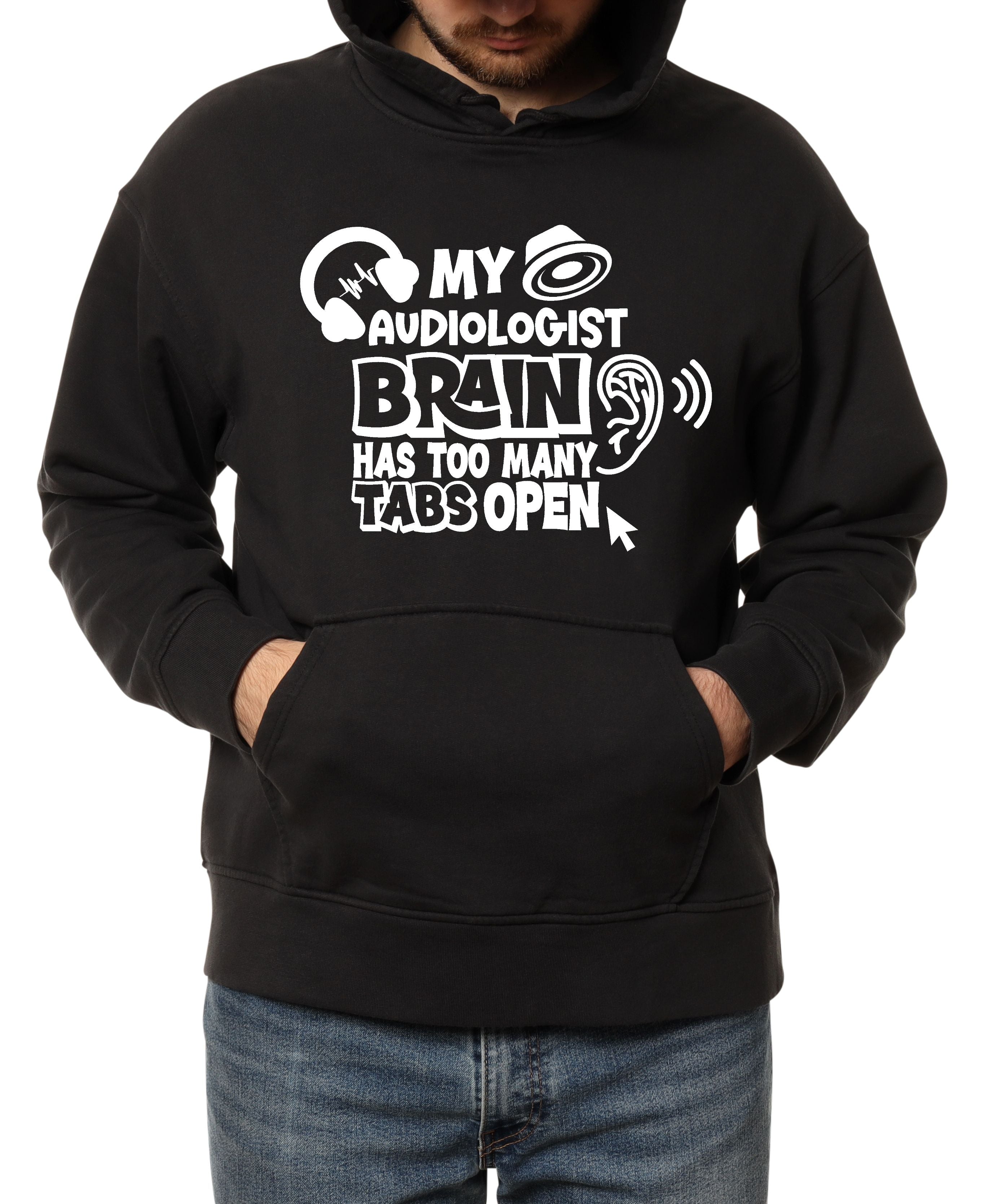 My Audiologist Brain Hoodie – Funny Audiology hoodie for Hearing Specialists - black and white