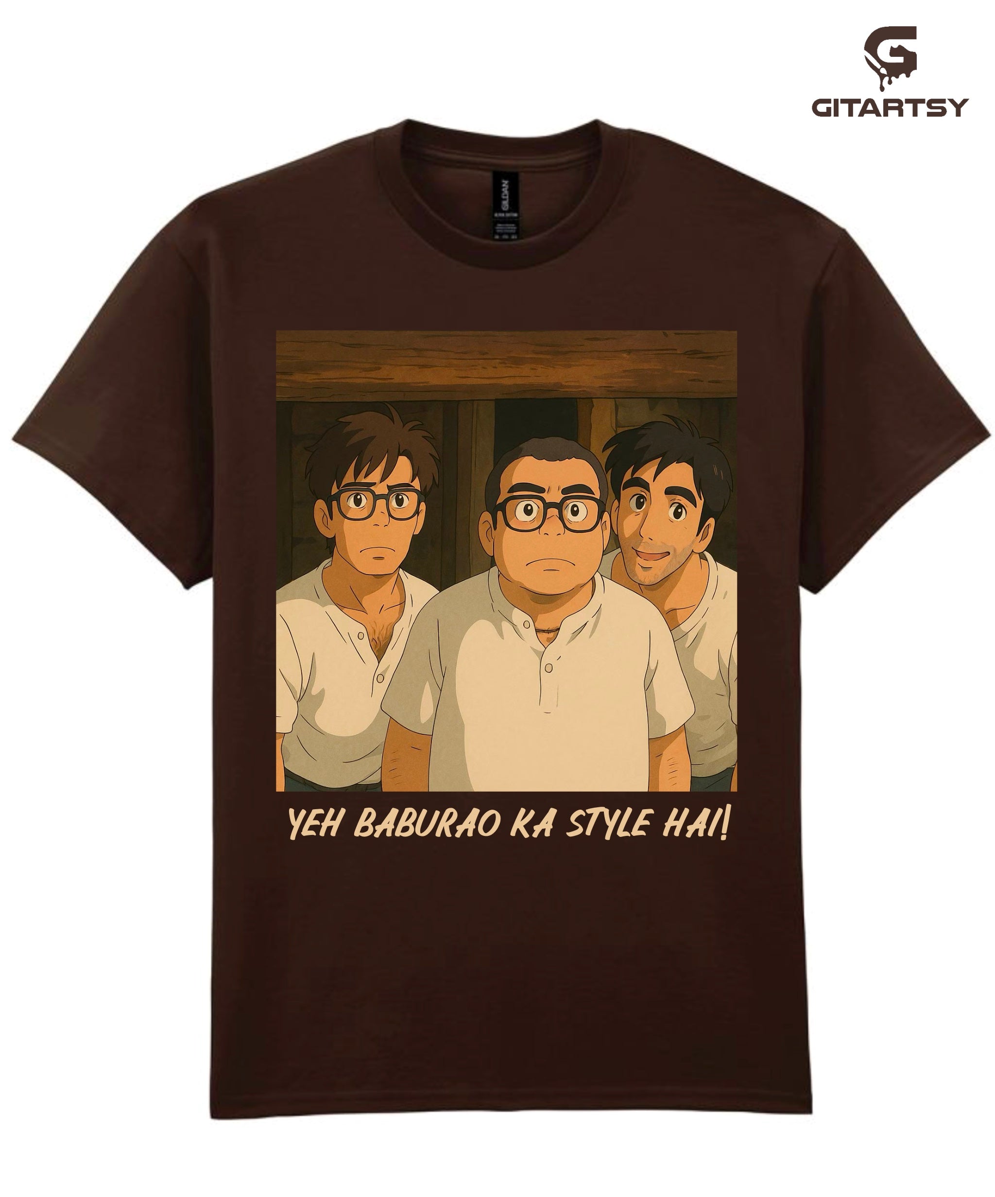 Bollywood Ghibli Art HERA PHERI T-Shirt – Funny Hera Pheri Hindi Movie Scene - Baburao