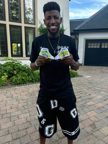 Footballer Emerson Royal Tottenham Hotspur- holding gitartsy custom hand painted sneakers