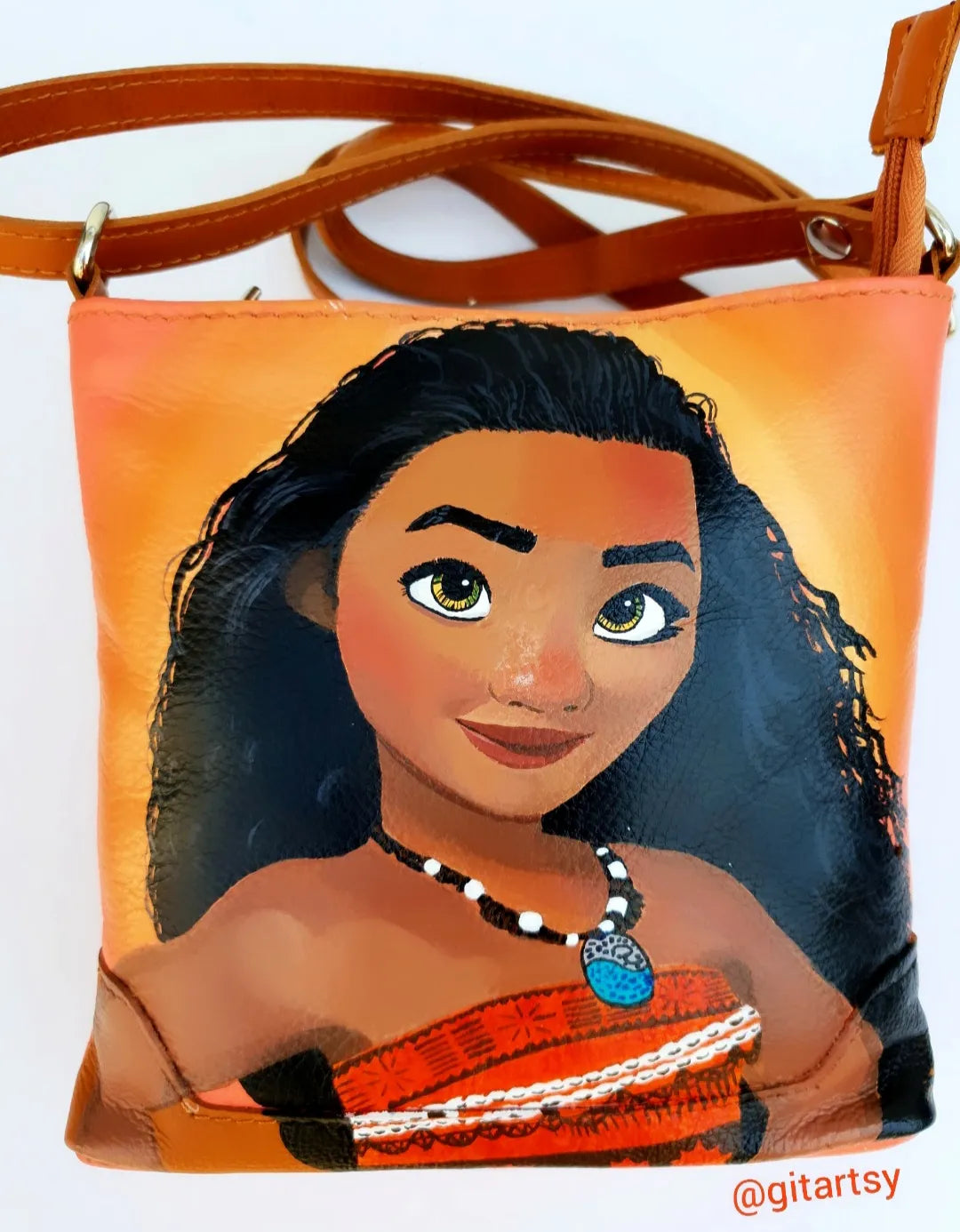 disney moana hand painted custom leather bag
