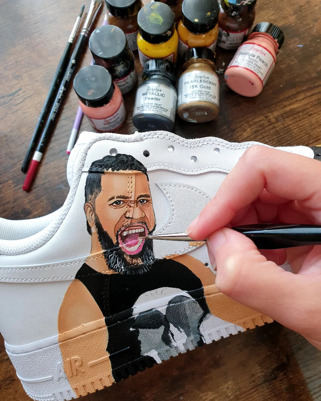 JEY USO Custom Sneaker with Realistic WWE Portrait
