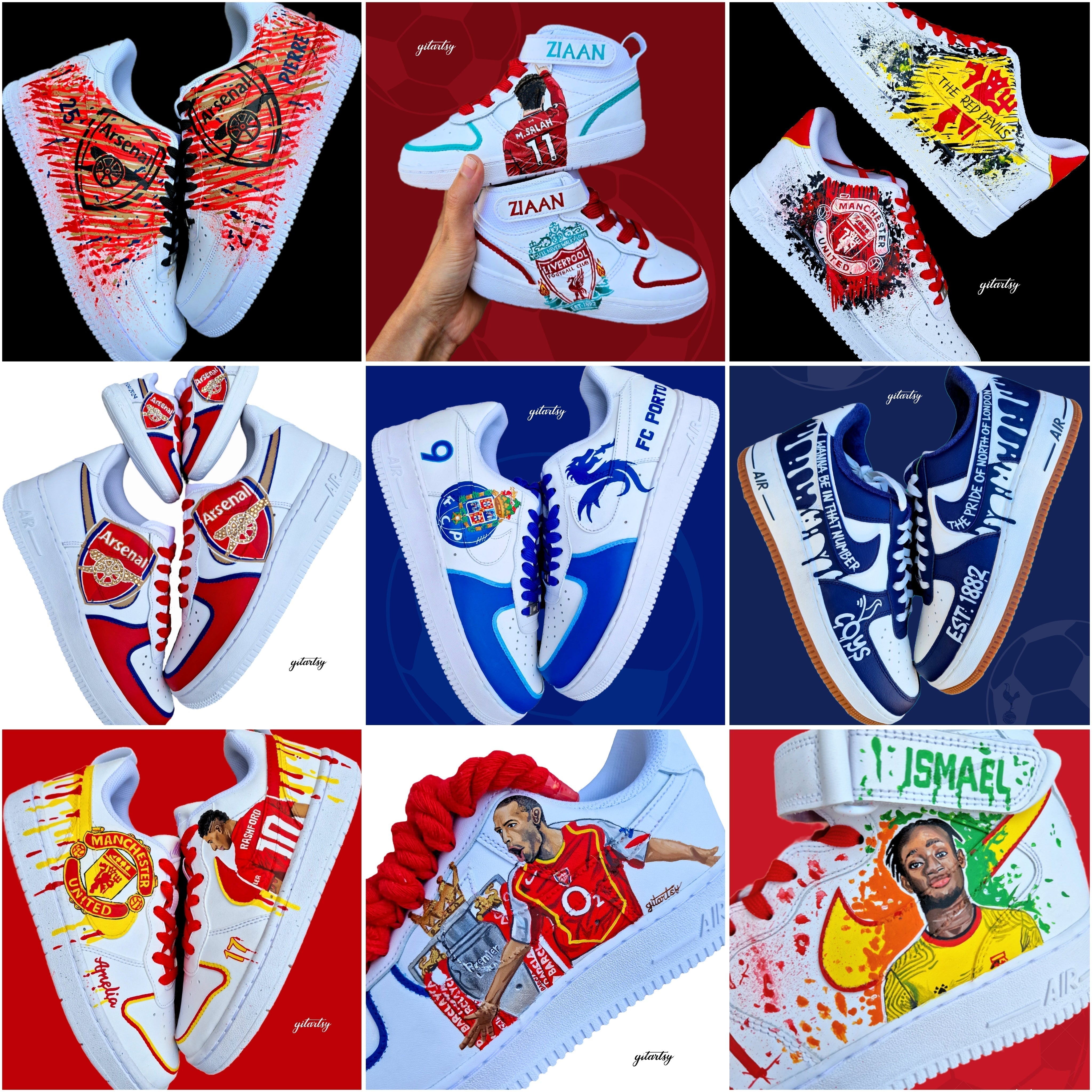 hand painted custom sneakers - football team art by gitartsy 