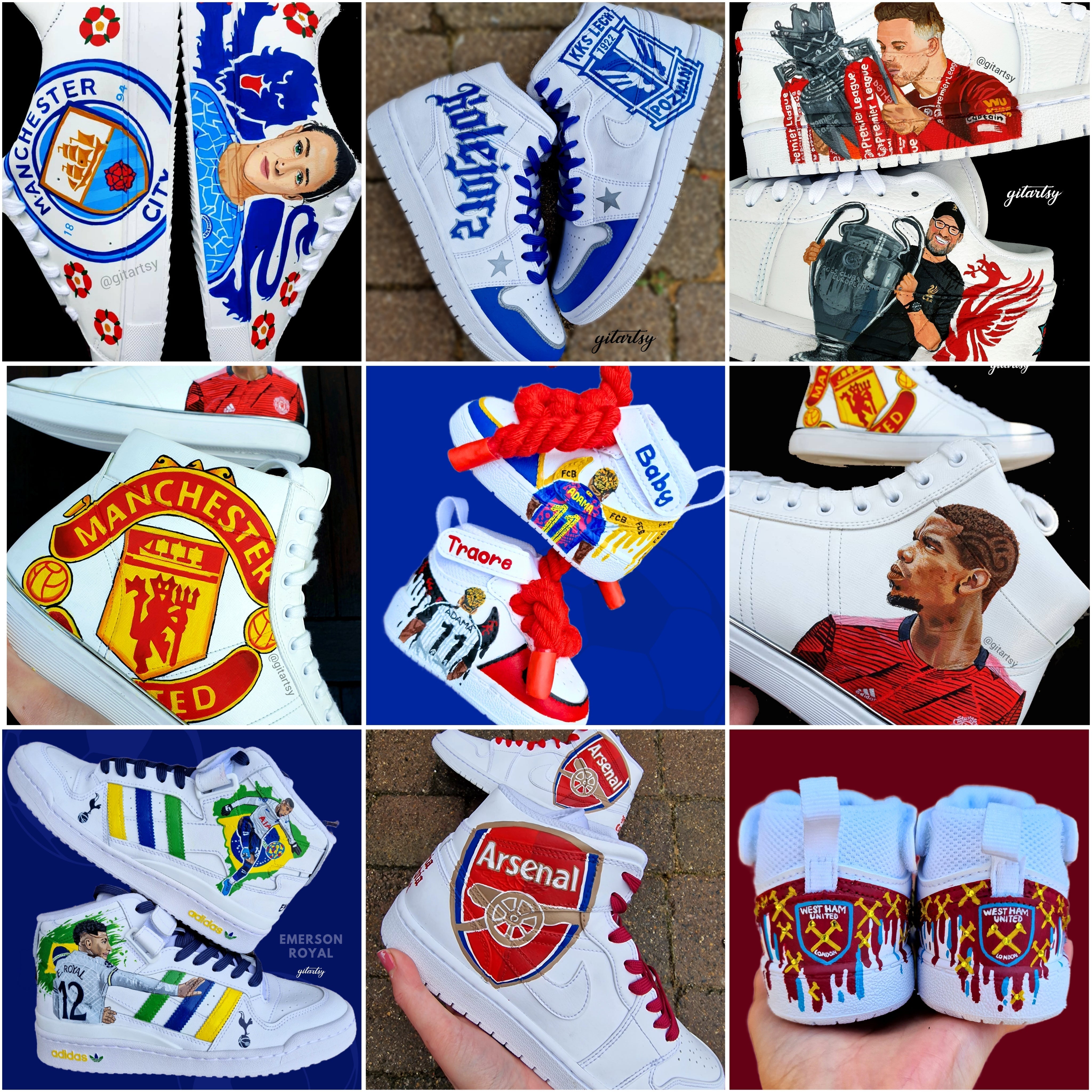 hand painted football sneakers by gitartsy - various football teams