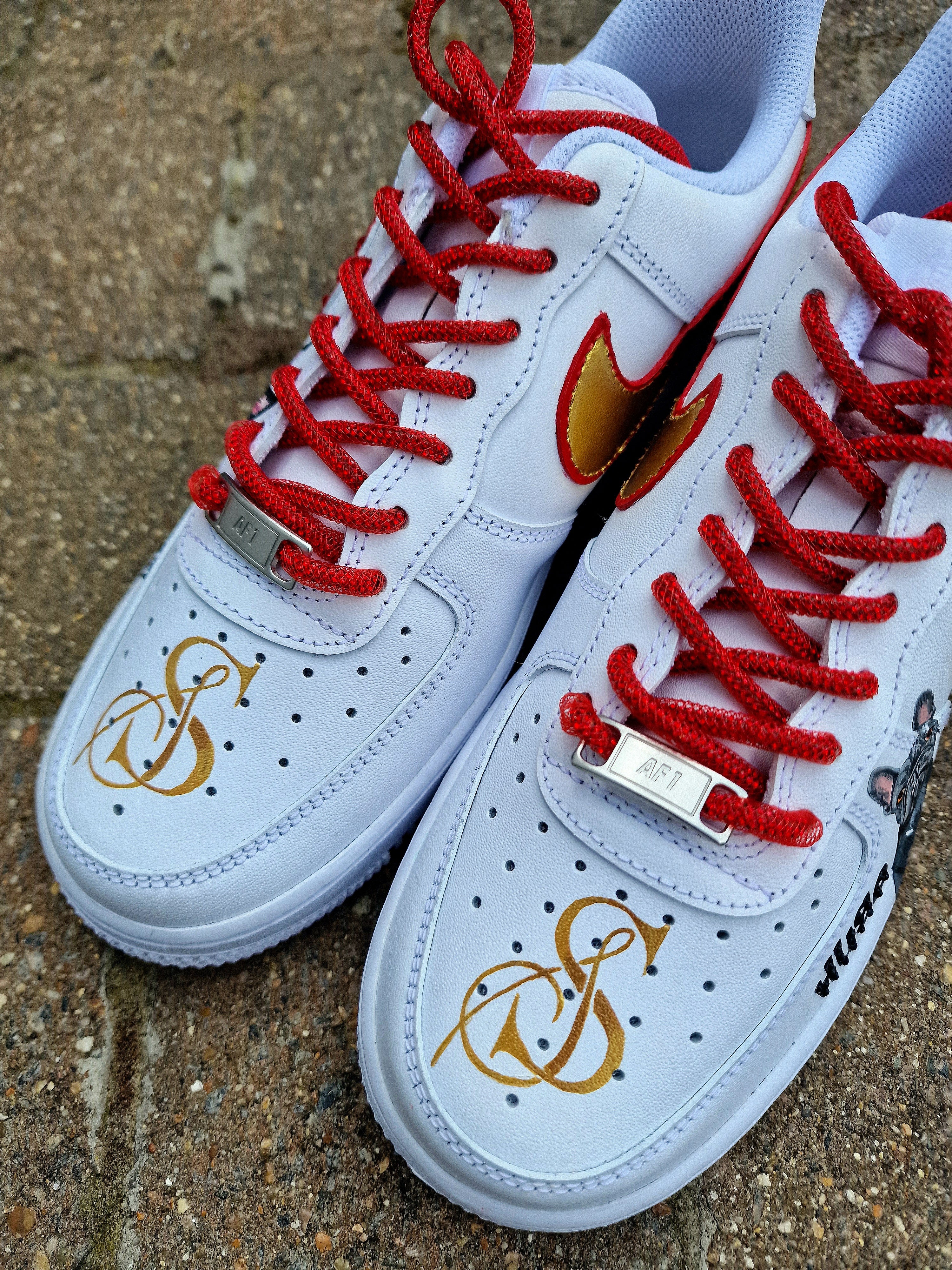 Unique bridal AF1s showcasing couple's journey through art  