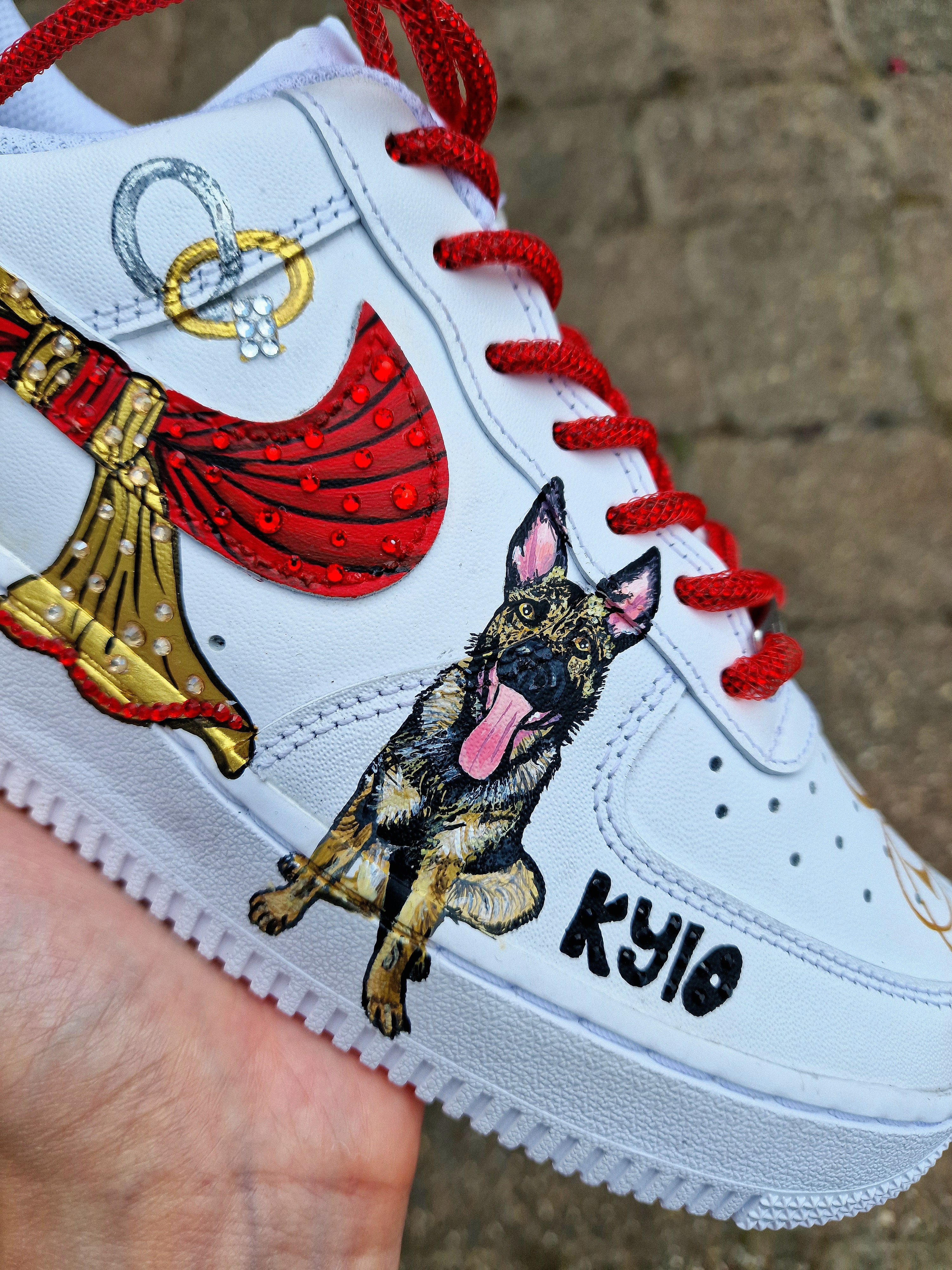 Personalized bridal sneakers telling a love story in icons  