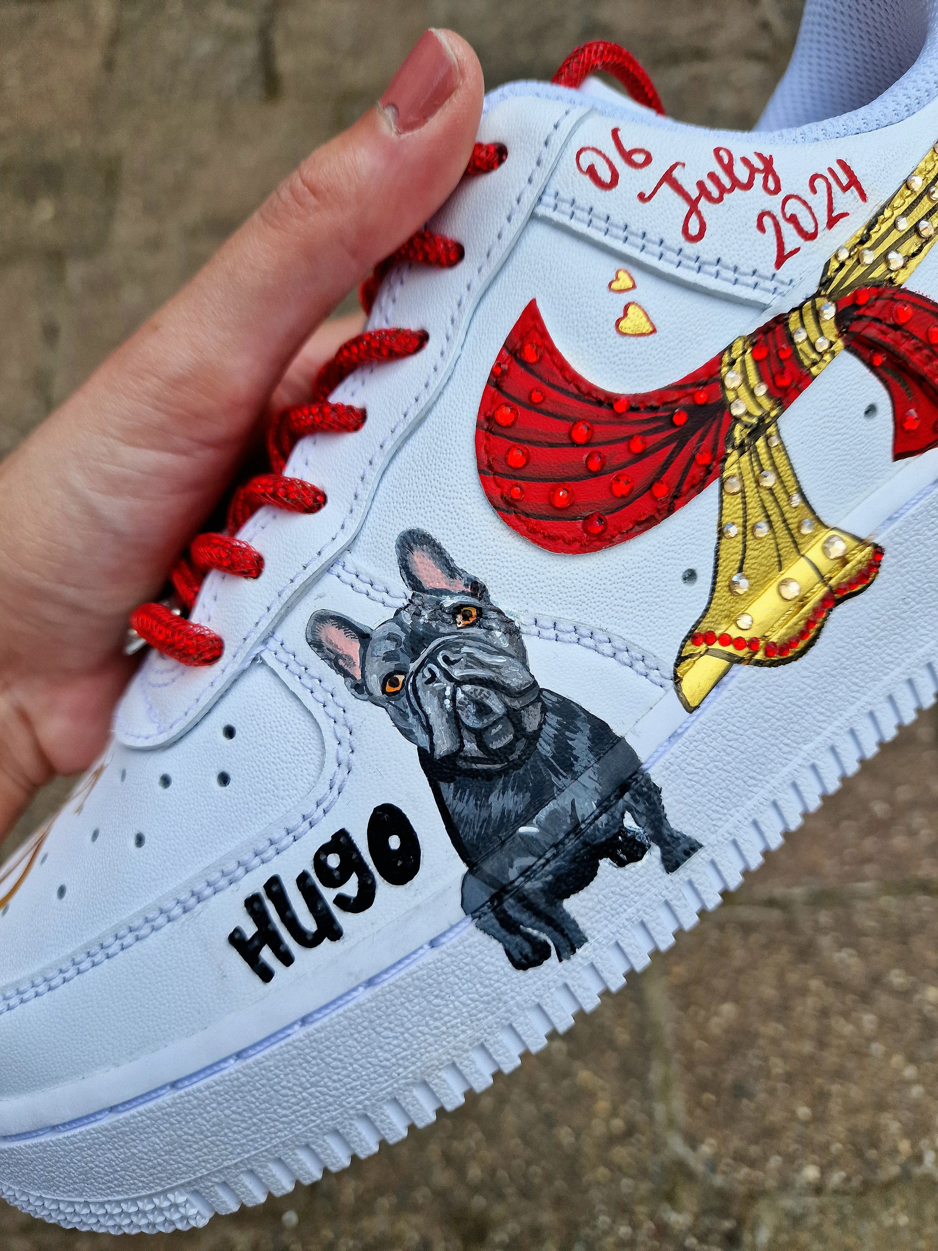 Illustrated Nike shoes with personalized wedding details  