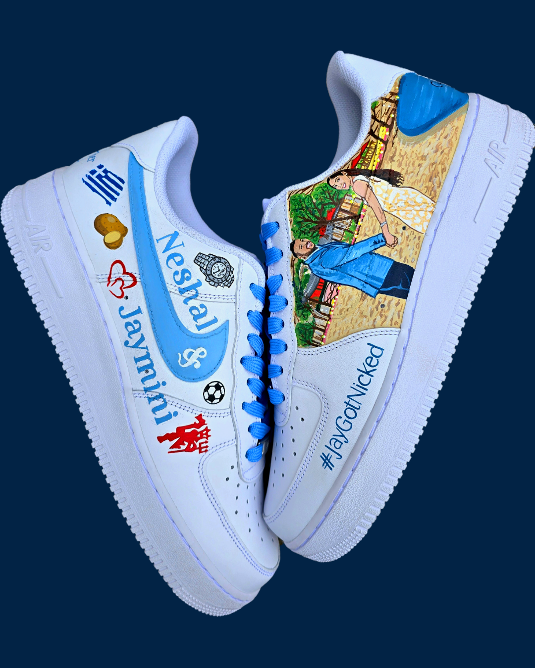 Bridal custom sneakers with groom and ocean view  