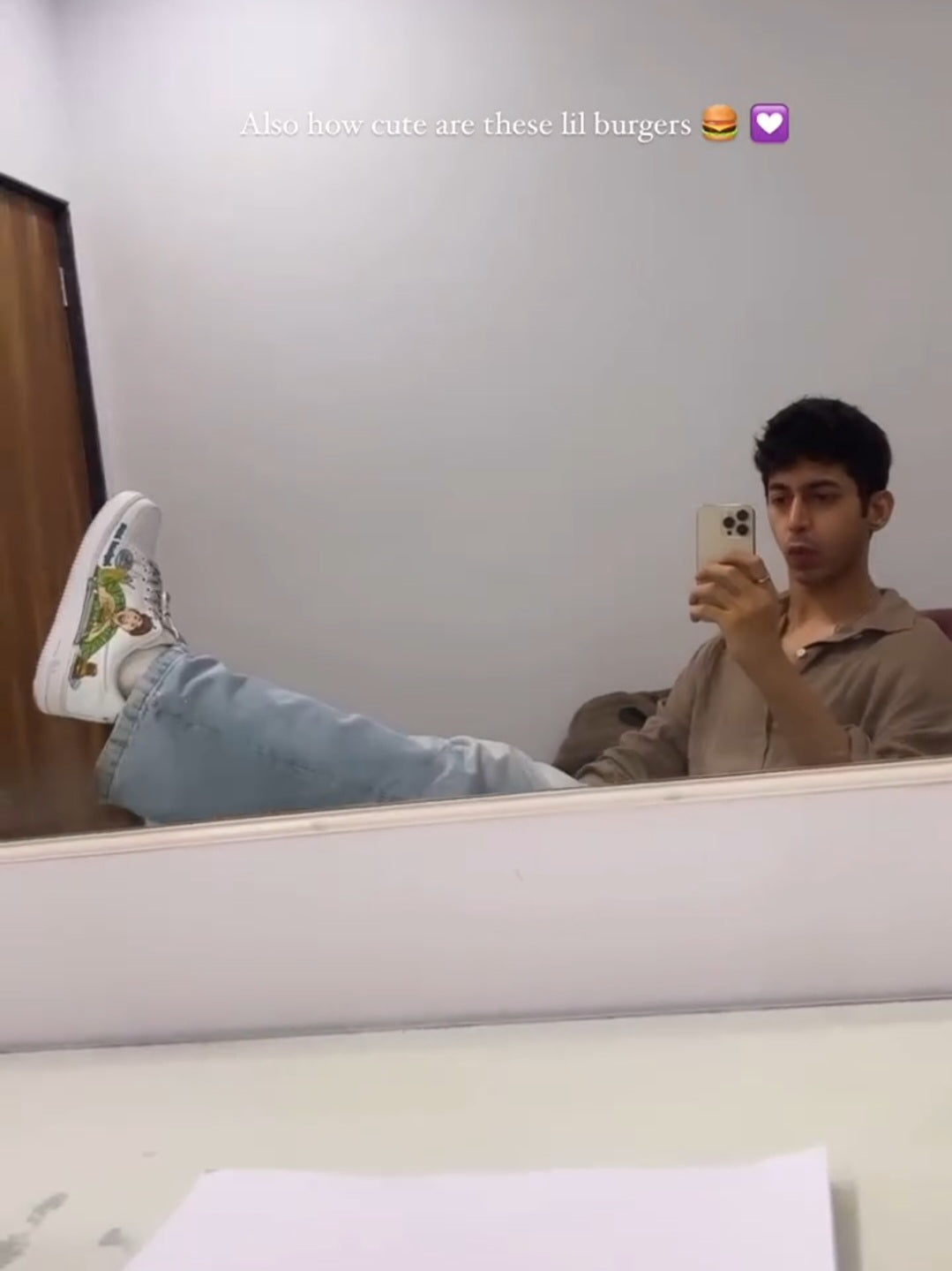 Bollywood Actor Mihir Ahuja - The Archies zoya akhtar - hand painted jughead nike af1 sneakers 