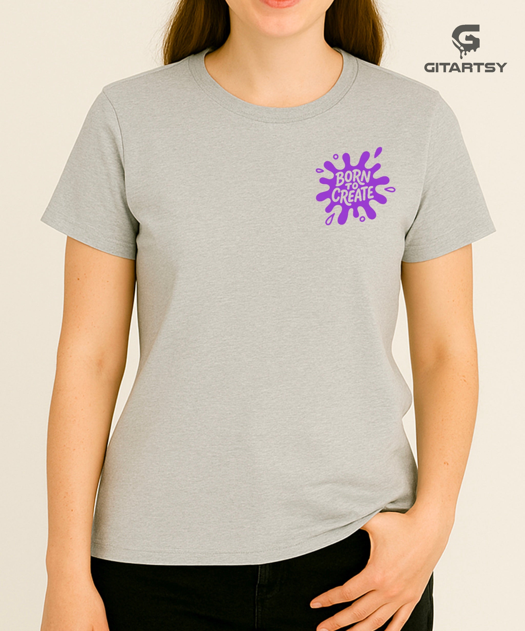 Born to Create Artist T-Shirt – Unisex Tee with Colourful Art Supply Illustrations – Perfect for Artists, Painters & Creative Souls gray 