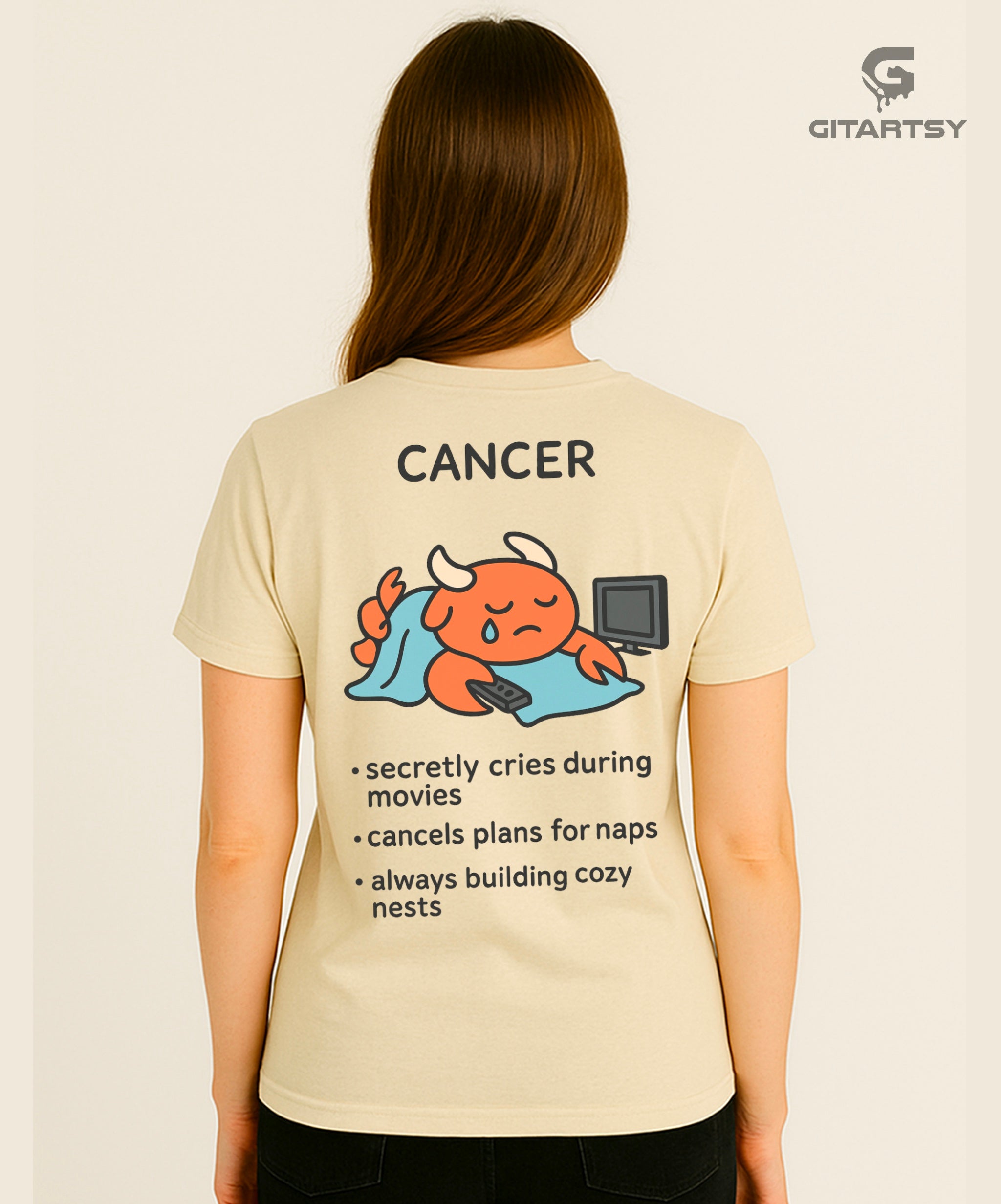 Cancer Zodiac T-Shirt – Soft, Sweet &amp; Secretly Savage Astrology Tee (Unisex) beige