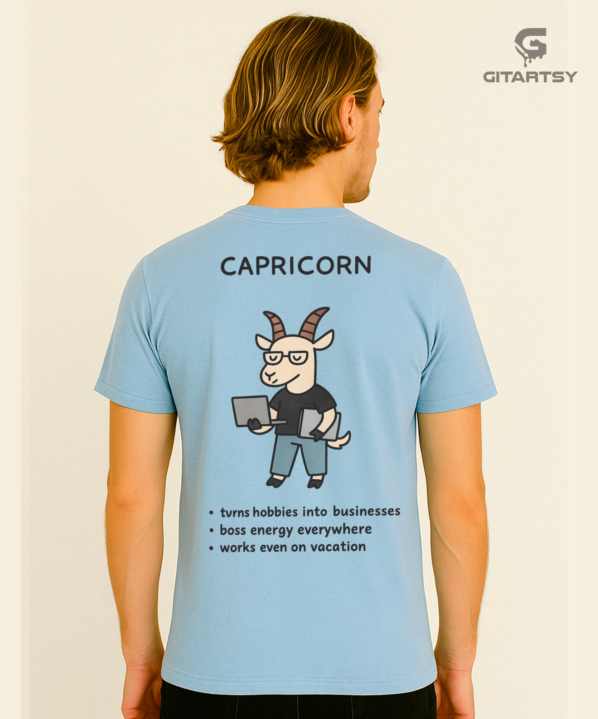 Capricorn Zodiac T-Shirt – Funny Boss Energy Astrology Tee (Unisex) blue