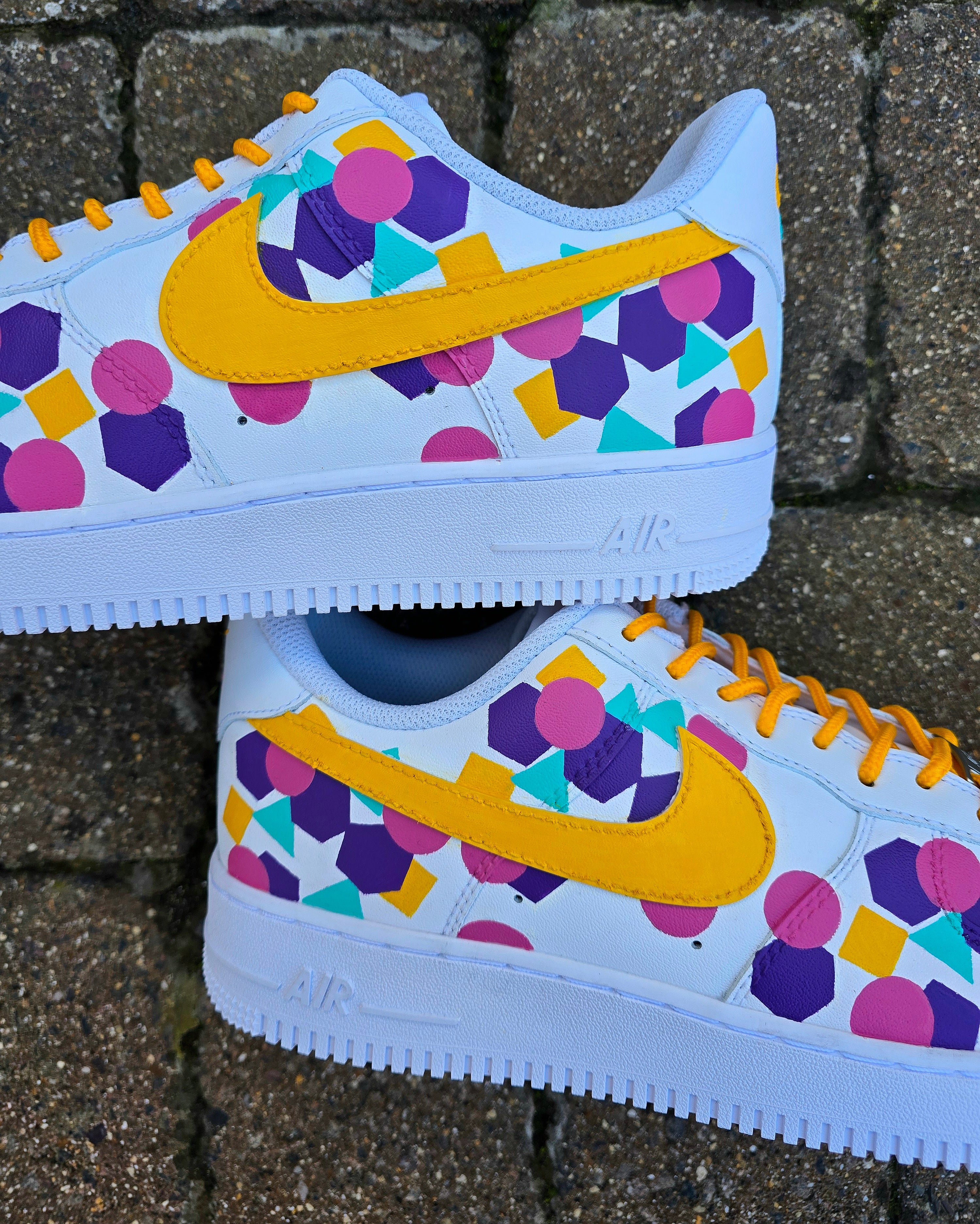 Colourful Nike sneakers with geometric patterns shapes - made for brand 
