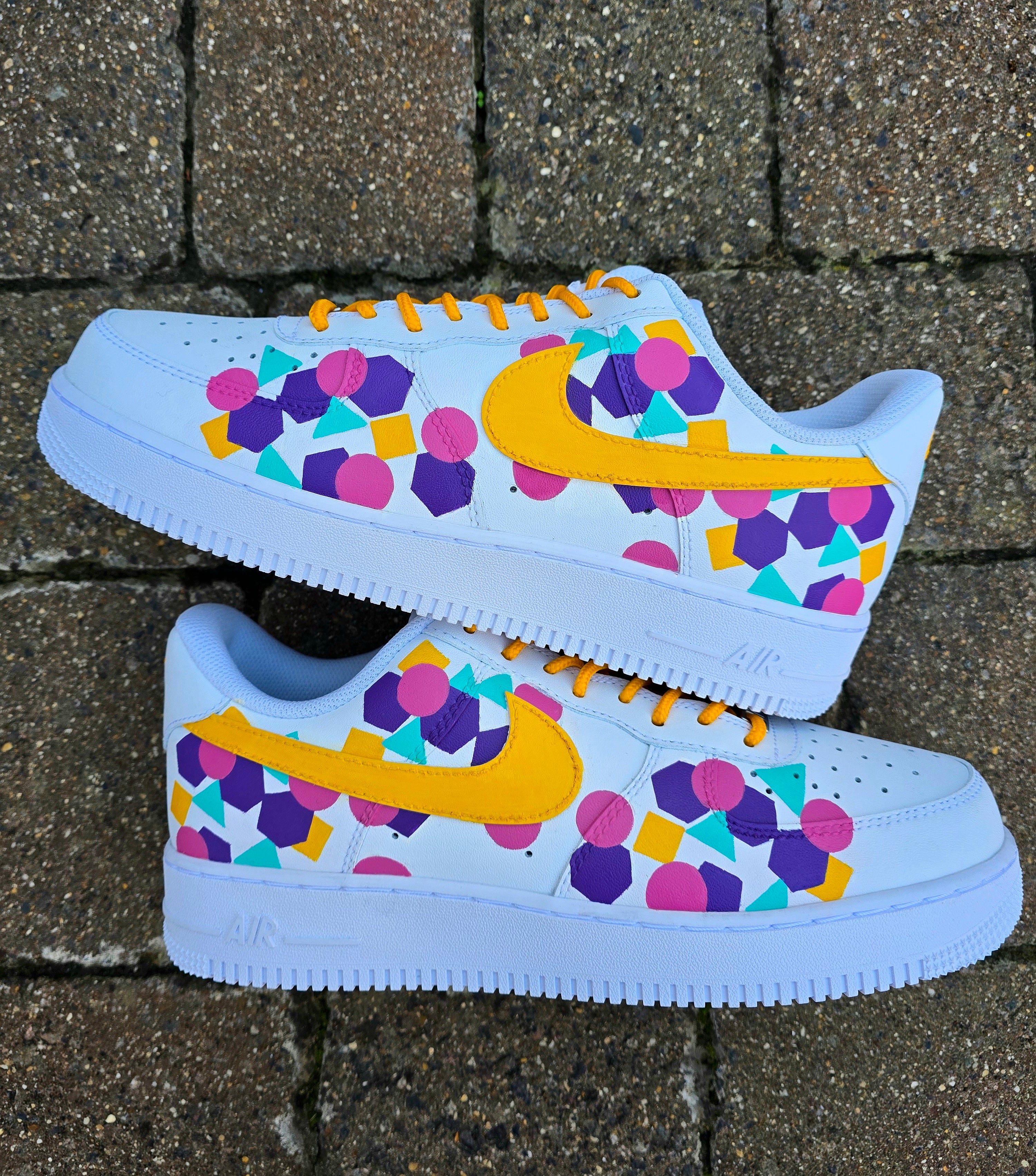 Colourful Nike sneakers with geometric patterns shapes - made for brand 