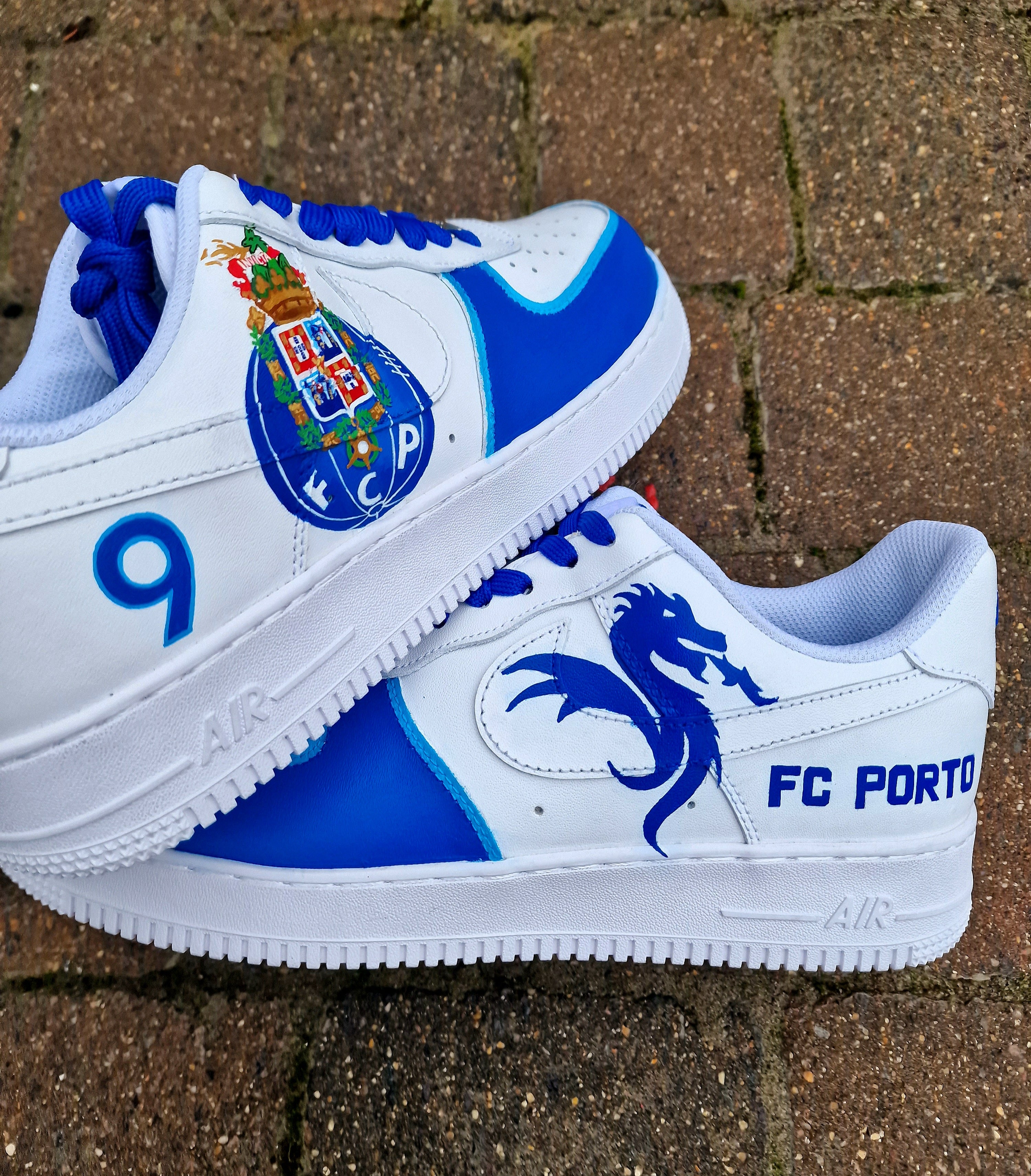 Custom FC Porto Nike Air Force 1 Sneakers – Hand-Painted Team Logo 