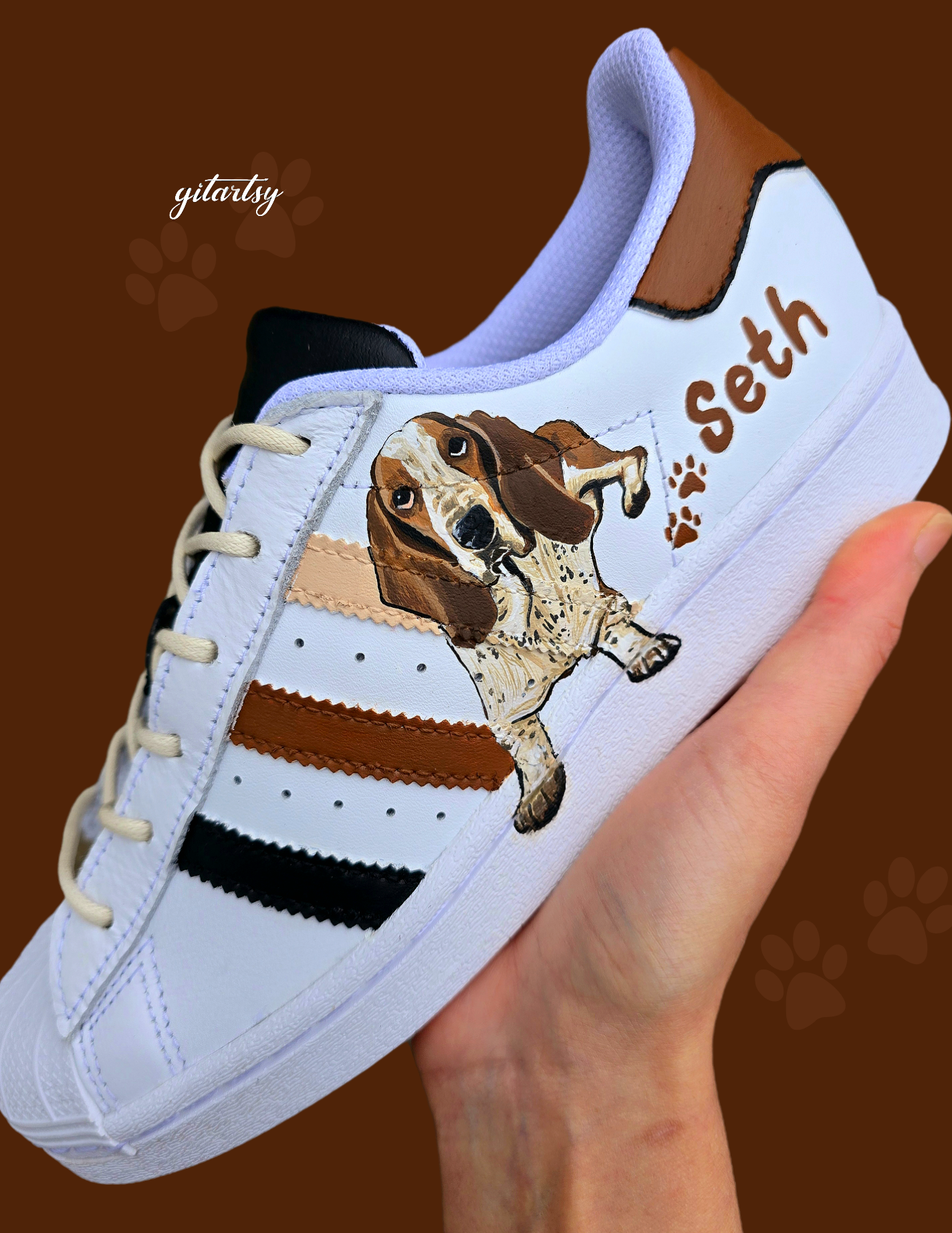 Custom Hand-Painted Sneakers with Realistic Pet Portraits – Gitartsy