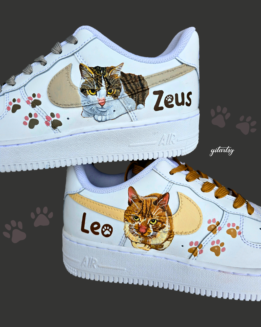 Custom Hand-Painted Sneakers with Realistic Pet Art UK 3 / adidas Courtpoint Trainers Womens