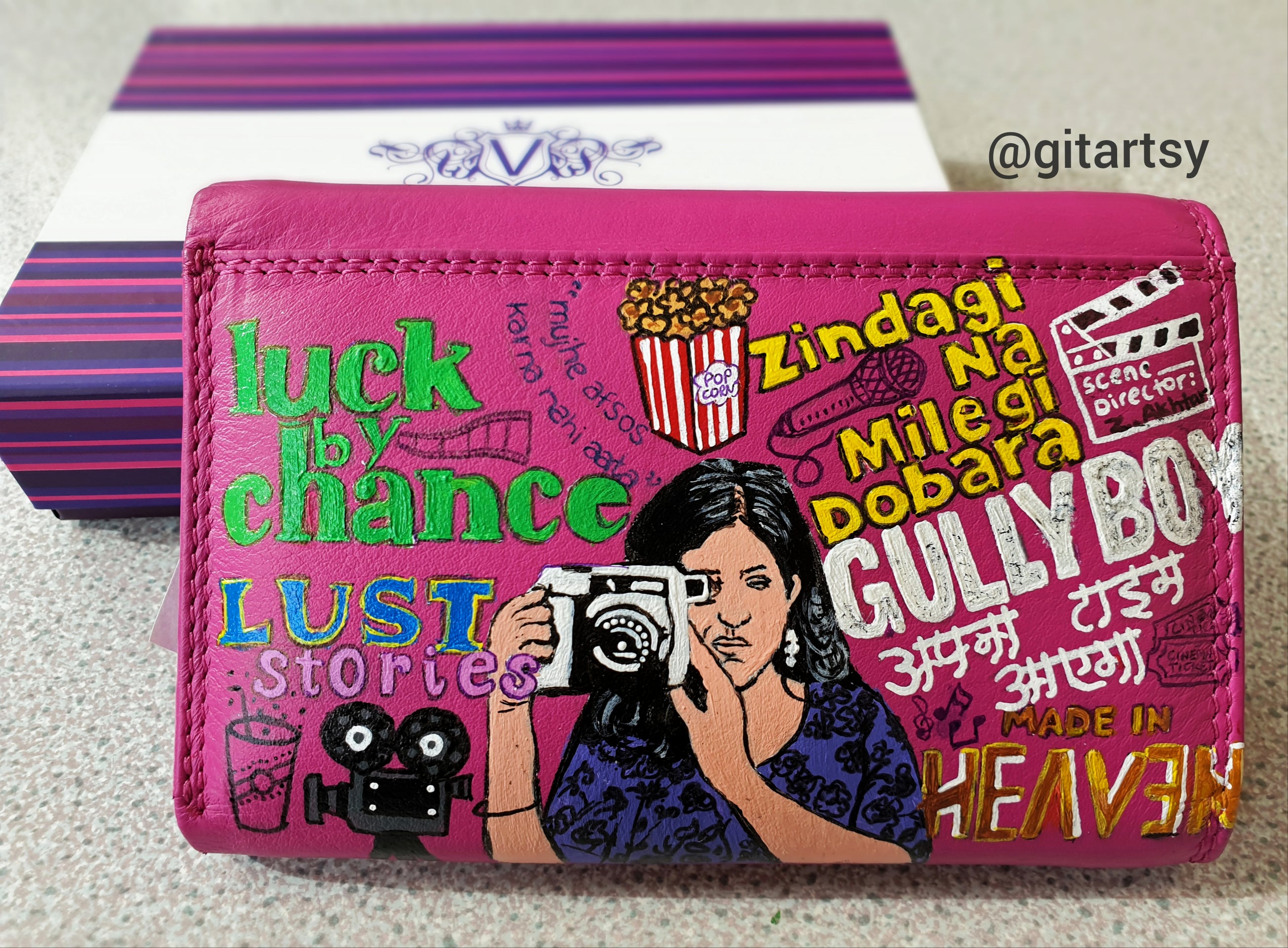 A hand-painted leather wallet featuring a custom portrait of a person, pet, or loved one. The painting is detailed, colourful, and made using premium-quality waterproof leather paints. Ideal for gifting or personal keepsakes, this wallet showcases artistic craftsmanship and premium leatherwork.

