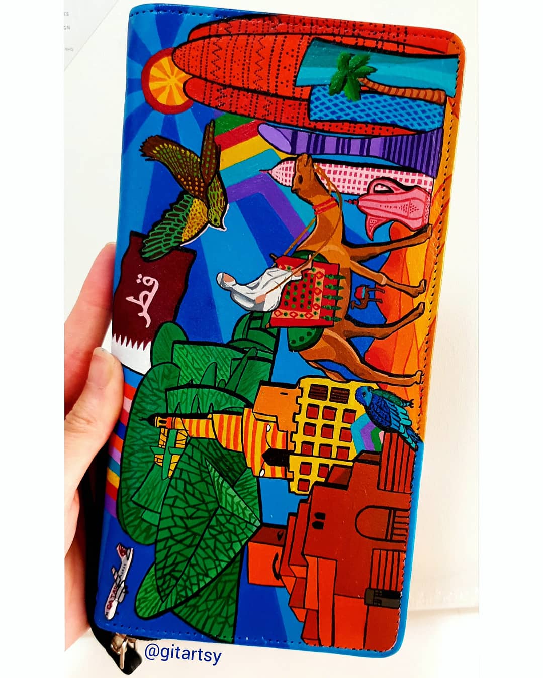 A hand-painted leather wallet featuring a custom portrait of a person, pet, or loved one. The painting is detailed, colourful, and made using premium-quality waterproof leather paints. Ideal for gifting or personal keepsakes, this wallet showcases artistic craftsmanship and premium leatherwork.

