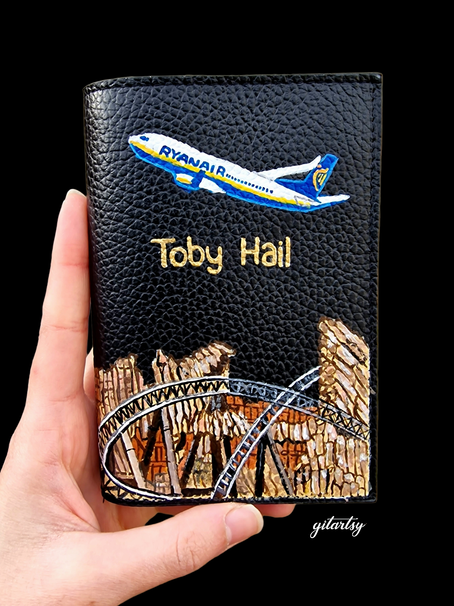 A hand-painted leather wallet featuring a custom portrait of a person, pet, or loved one. The painting is detailed, colourful, and made using premium-quality waterproof leather paints. Ideal for gifting or personal keepsakes, this wallet showcases artistic craftsmanship and premium leatherwork.

