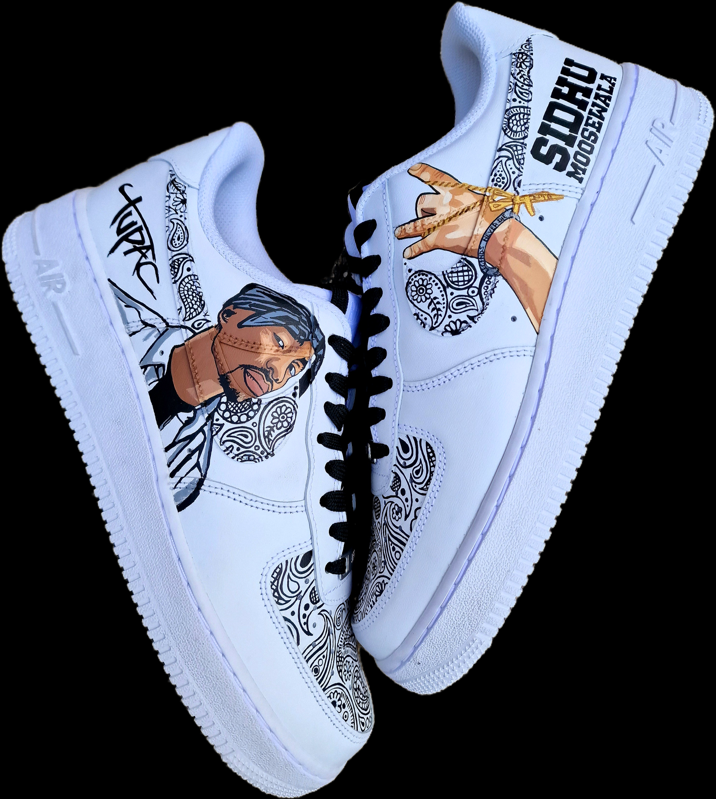 Custom Hand-Painted Nike AF1 – SidhSidhu Moosewala x Tupac Custom