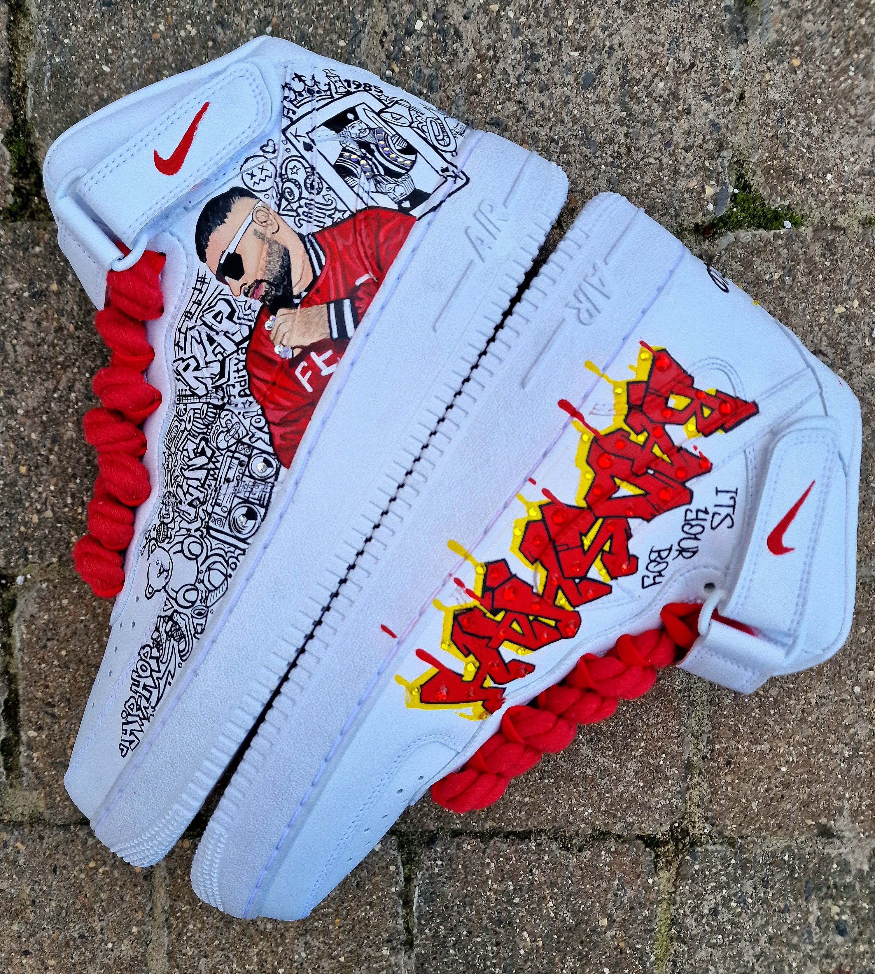 Rapper Af1 Collection Custom Hand-Painted Badshah Nike AF1 Sneakers | BADWORLD by Gitartsy