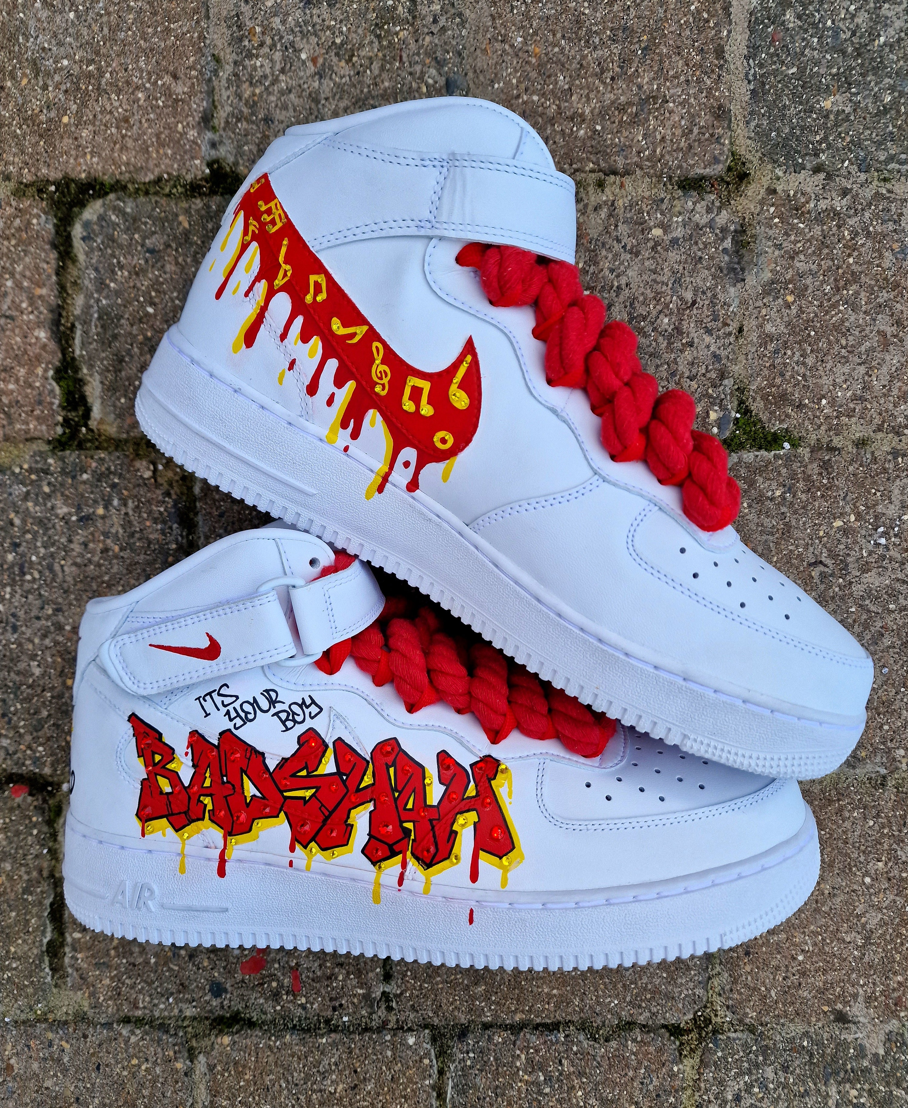 Custom Hand-Painted Badshah Nike AF1 Sneakers | BADWORLD by Gitartsy