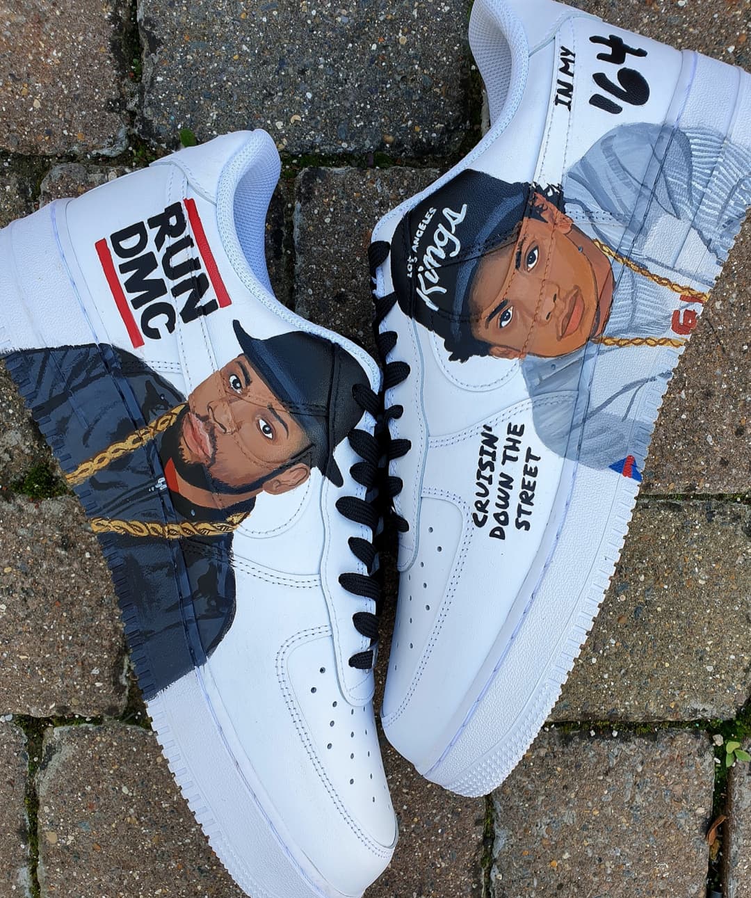 Custom Eazy-E & Jam Master Jay Nike AF1 Sneakers | Gitartsy Hand-Painted