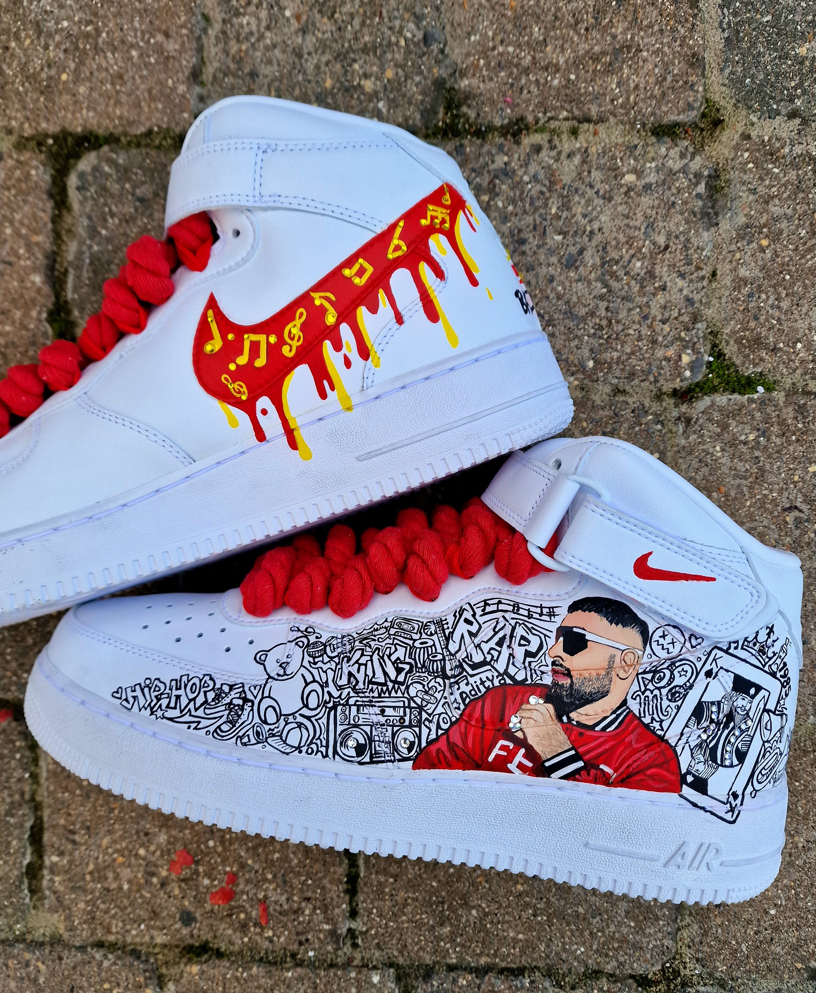 Rapper Af1 Collection Custom Hand-Painted Badshah Nike AF1 Sneakers | BADWORLD by Gitartsy