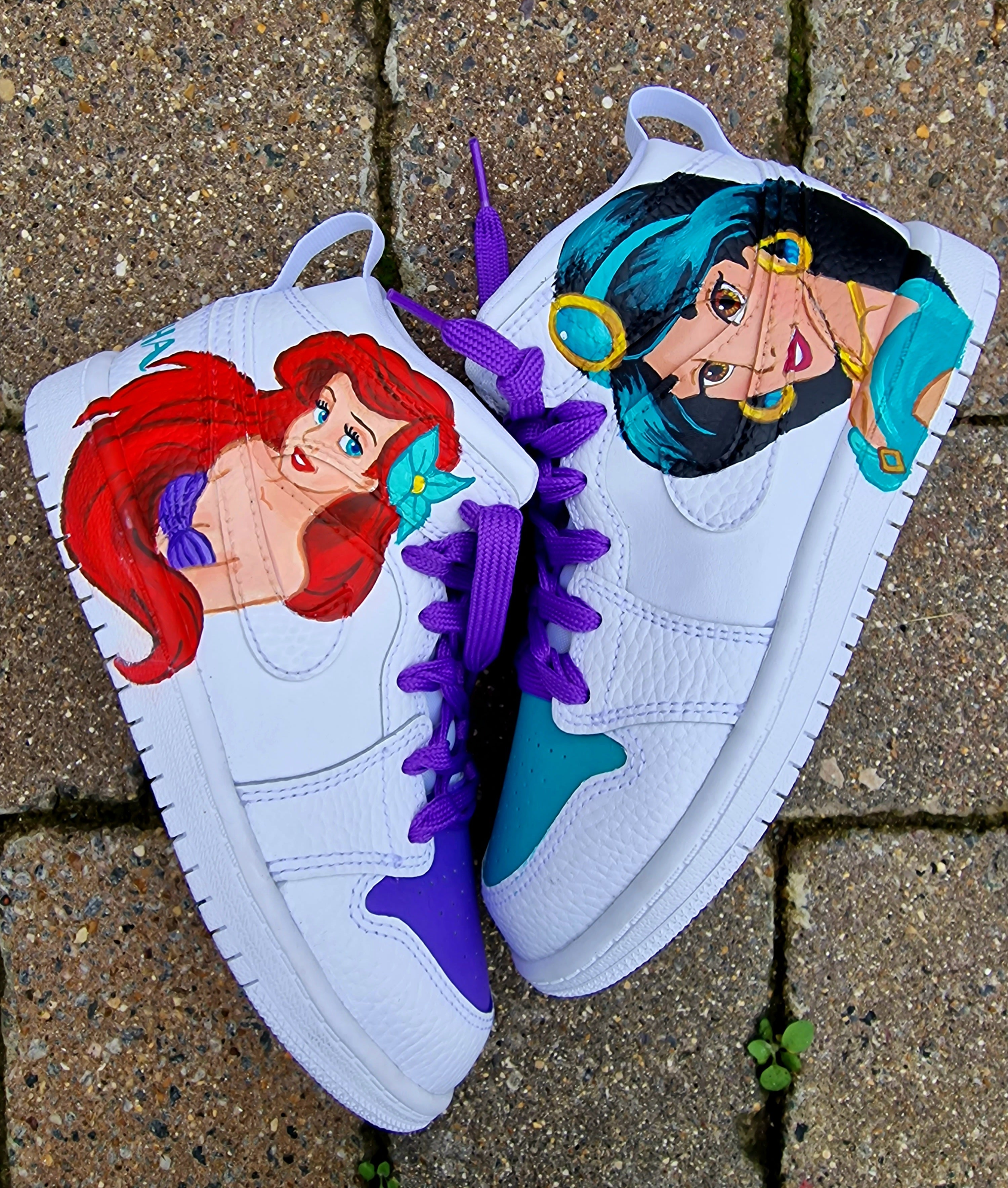 Mermaid Themed Disney Vans Ariel Custom Painted Shoes Custom