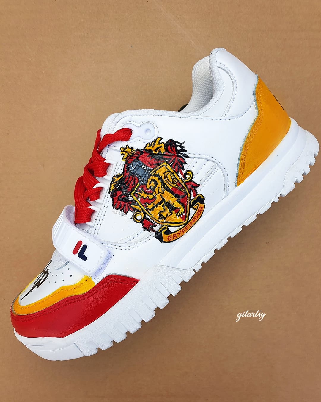 Custom Harry Potter Fila Sneakers – Hand-Painted Gryffindor Wizard Shoes, image size:1080x1350