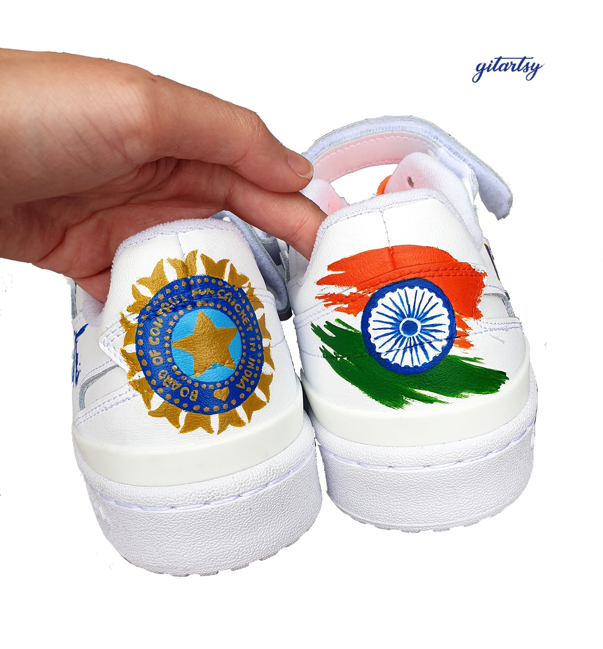 India Flag Sneakers – Hand-Painted Adidas Cricket Fan Shoes – Gitartsy