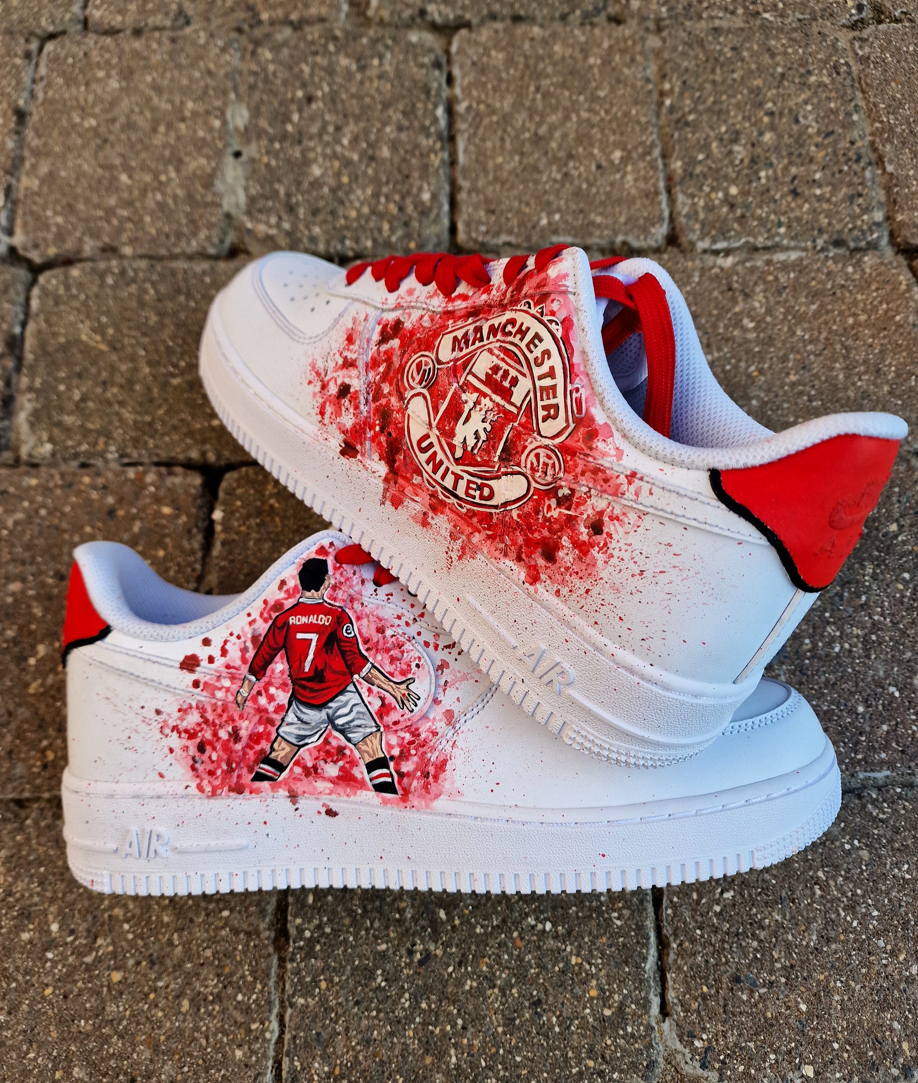Custom Ronaldo Man Utd Nike Air Force Sneakers – Brushstroke