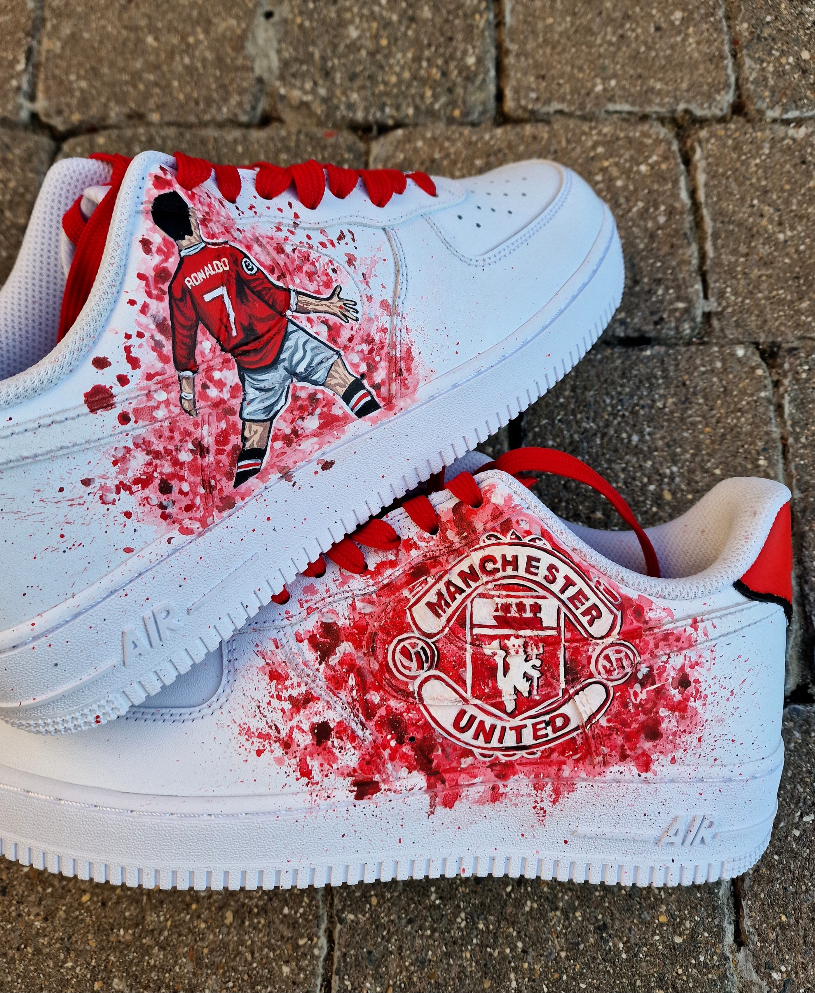 Custom Ronaldo Man Utd Nike Air Force Sneakers – Brushstroke