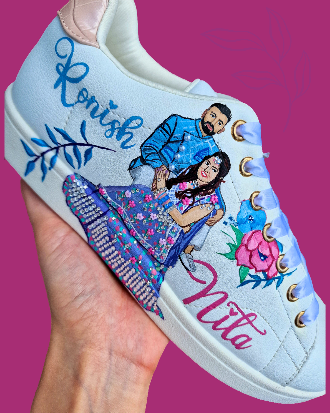 Custom Indian Bridal Sneakers – hand-painted couple portraits gift for  brides