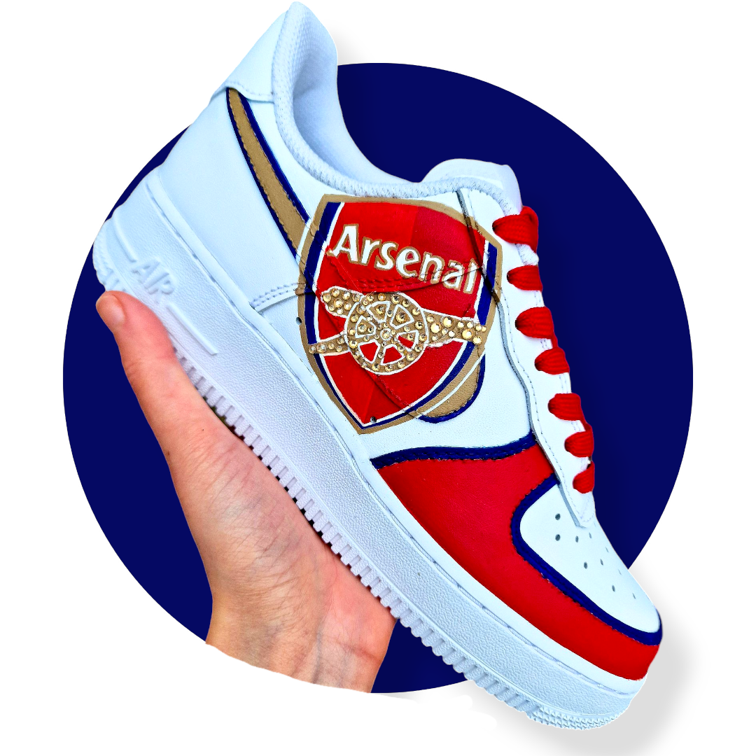 Hand painted custom sneakers - nike af1 art - Football Arsenal FC theme 