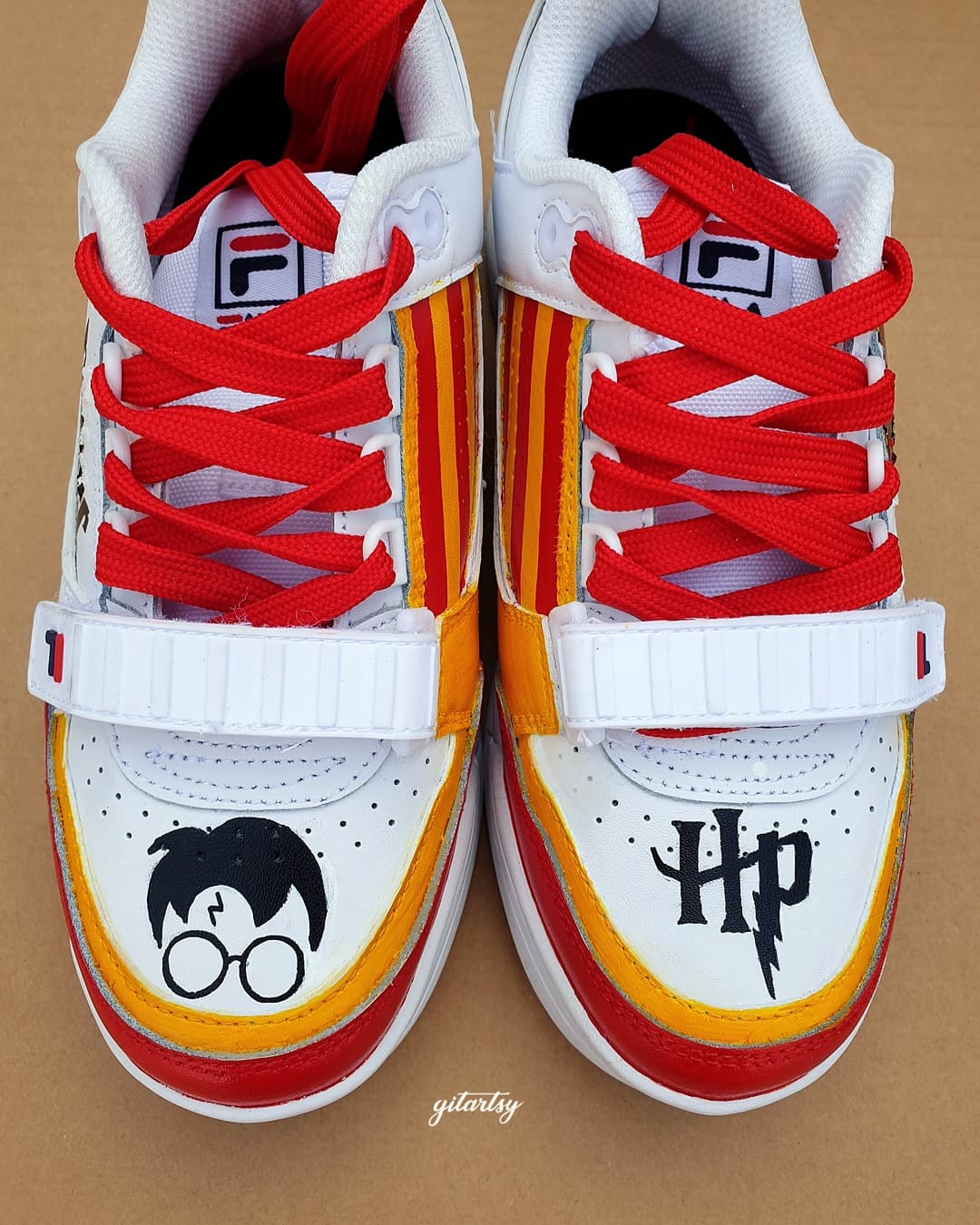Custom Harry Potter Fila Sneakers – Hand-Painted Gryffindor Wizard Shoes, image size:1080x1350