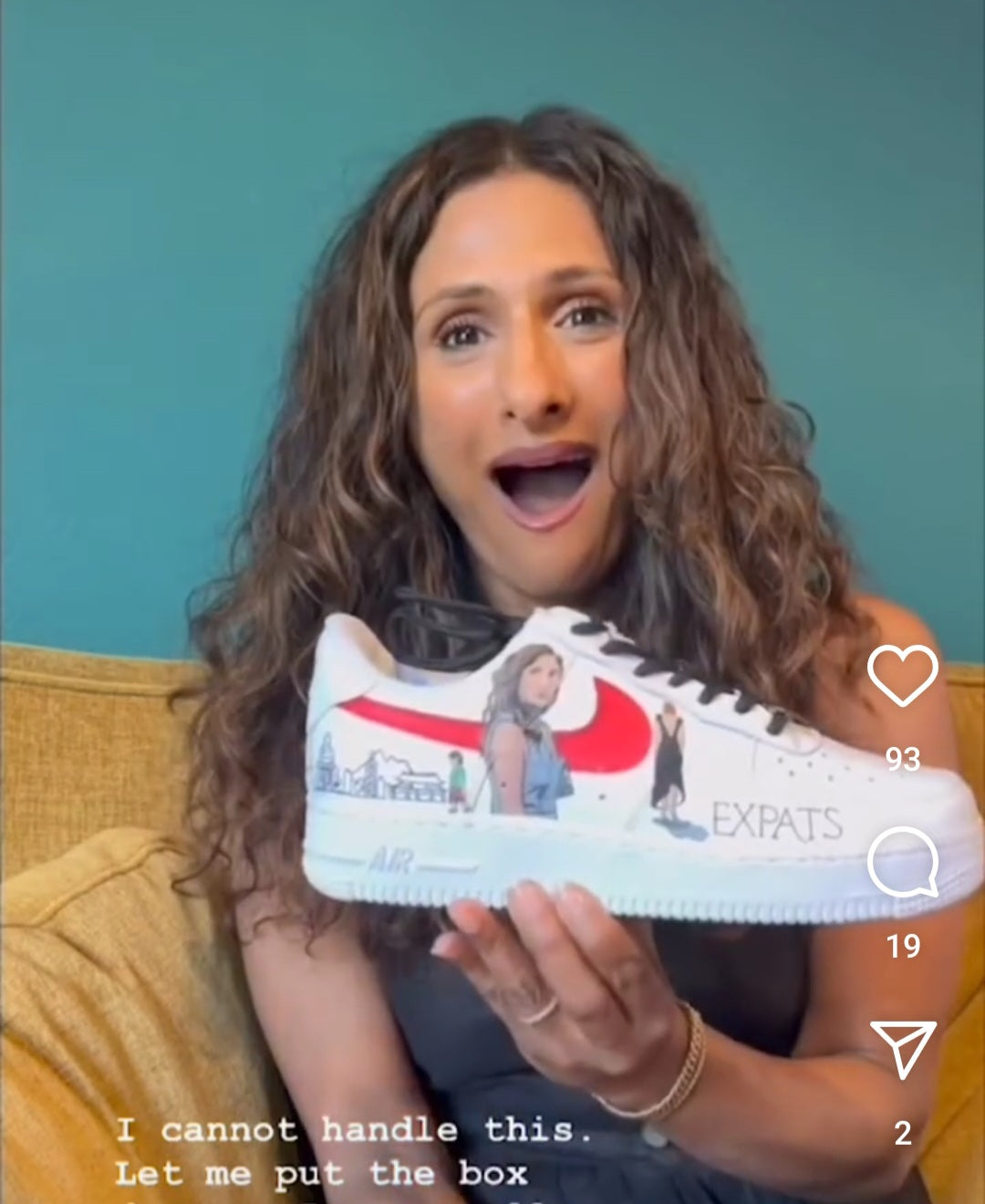 Hollywood Actress Sarayu Blue amazed with her custom sneakers - Expats themed nike af1