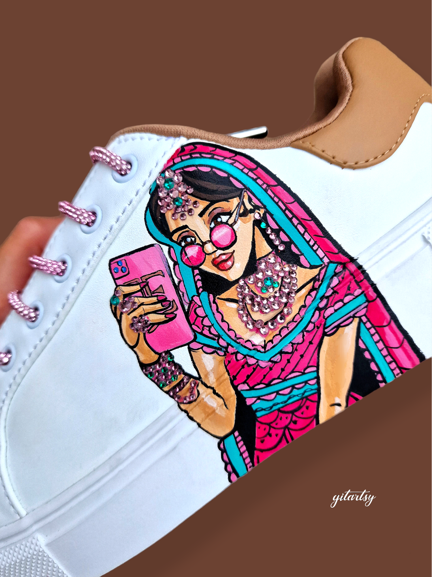 Jeet's Accessories brand -  custom hand painted sneakers for businesses and brands  - unique branding shoes 