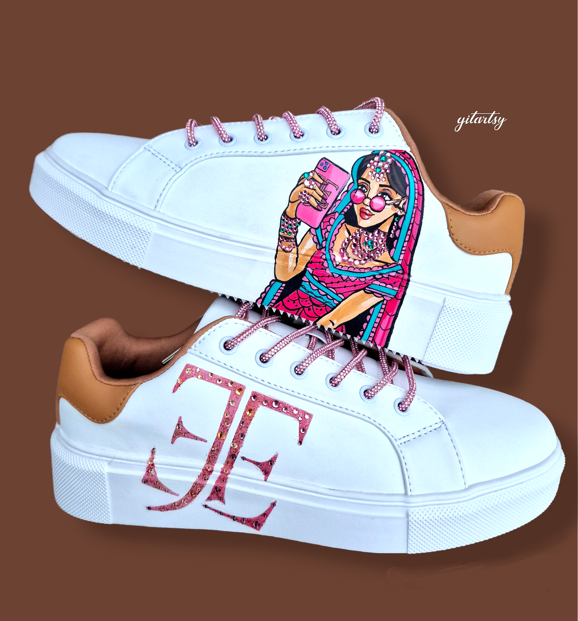Jeet's Accessories brand -  custom hand painted sneakers for businesses and brands  - unique branding shoes 