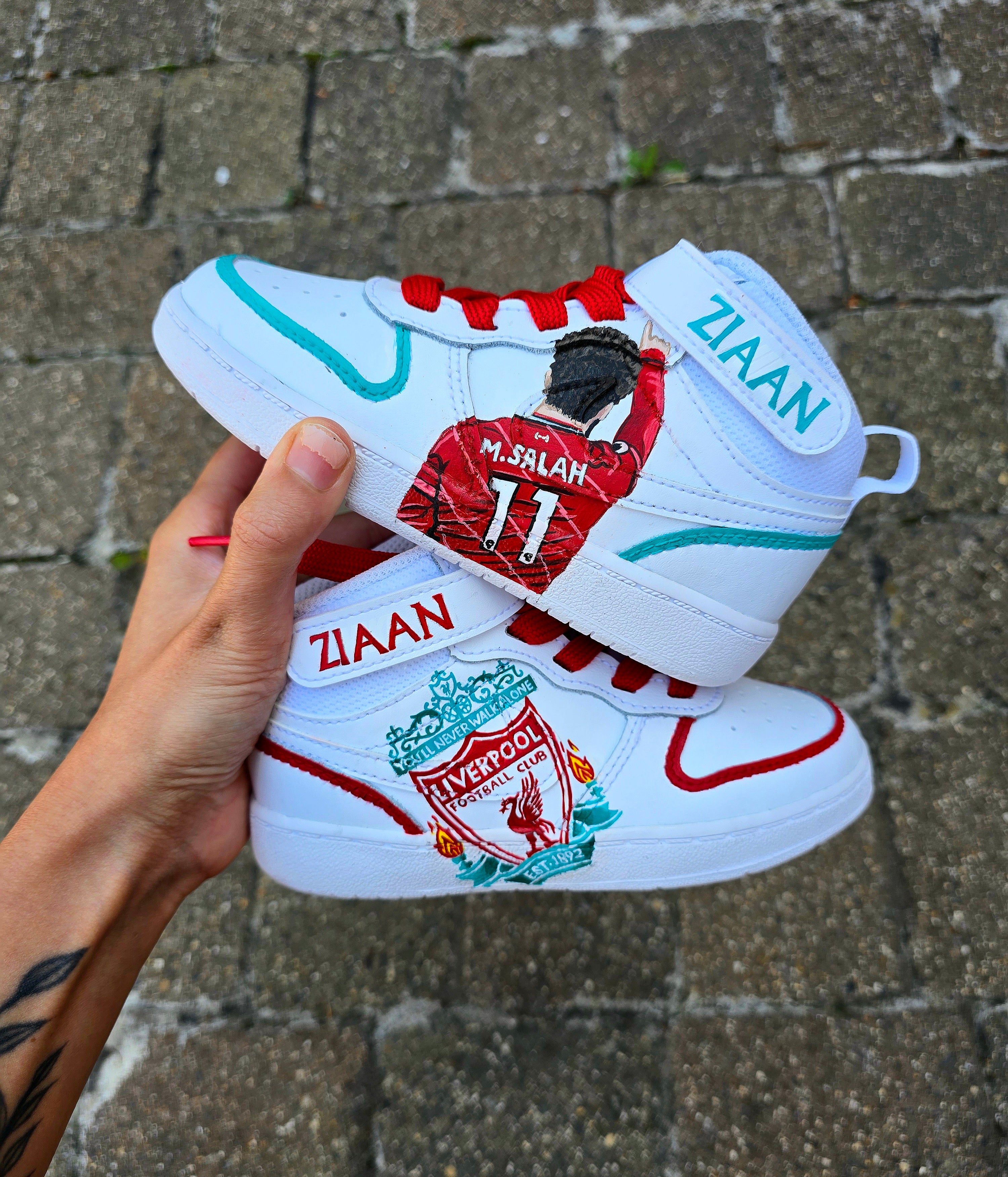 Kids Liverpool FC Custom Nike Air Force Sneakers – Hand Painted