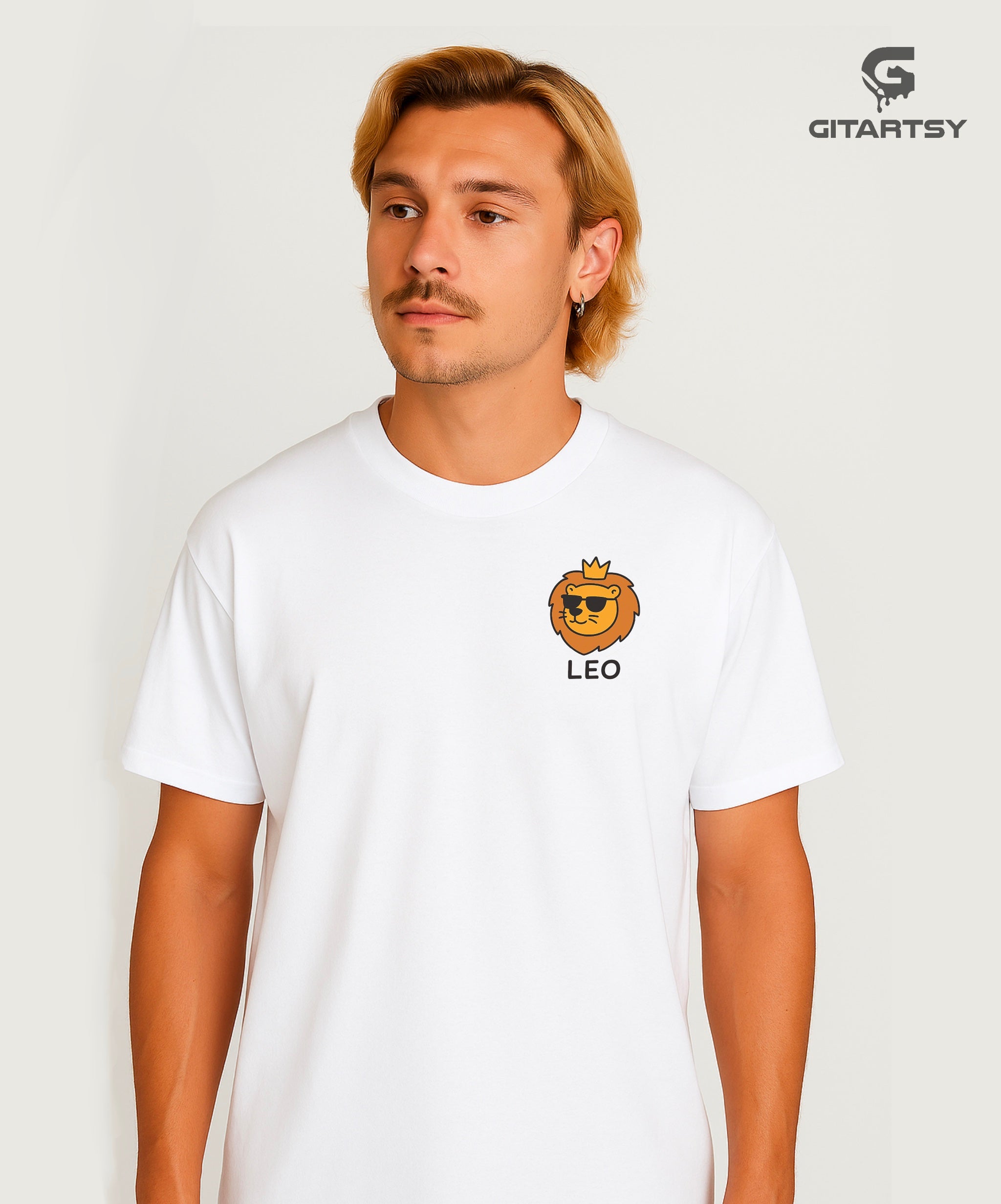 Leo Zodiac Sign T-Shirt – Bold, Funny & Minimal Cartoon Tee (Unisex) white