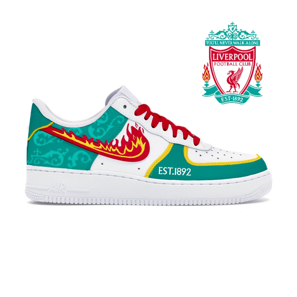 Liverpool FC football inspired custom hand painted Nike AF1 Sneakers  ADULTS